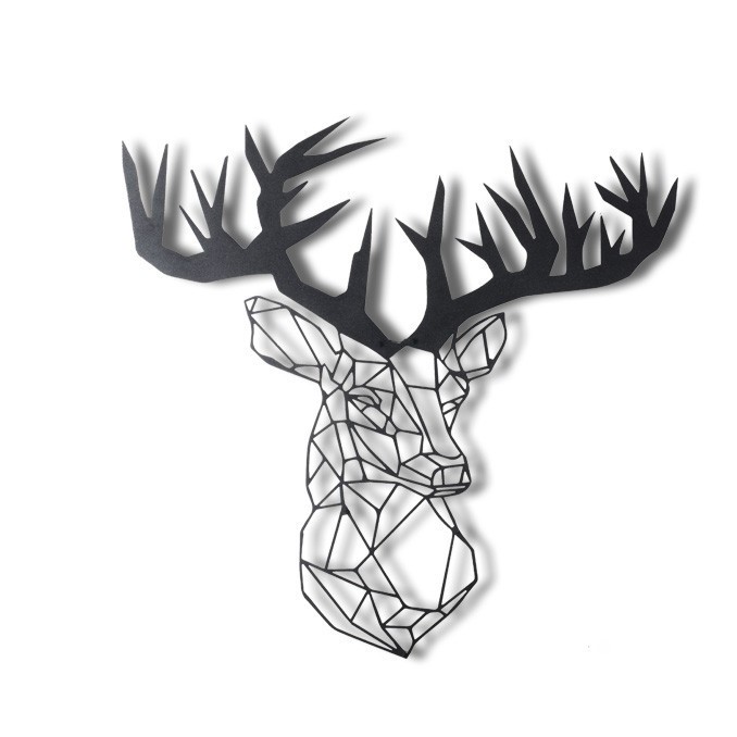 Décoration murale Filum tête de cerf L51xH49cm Métal Noir