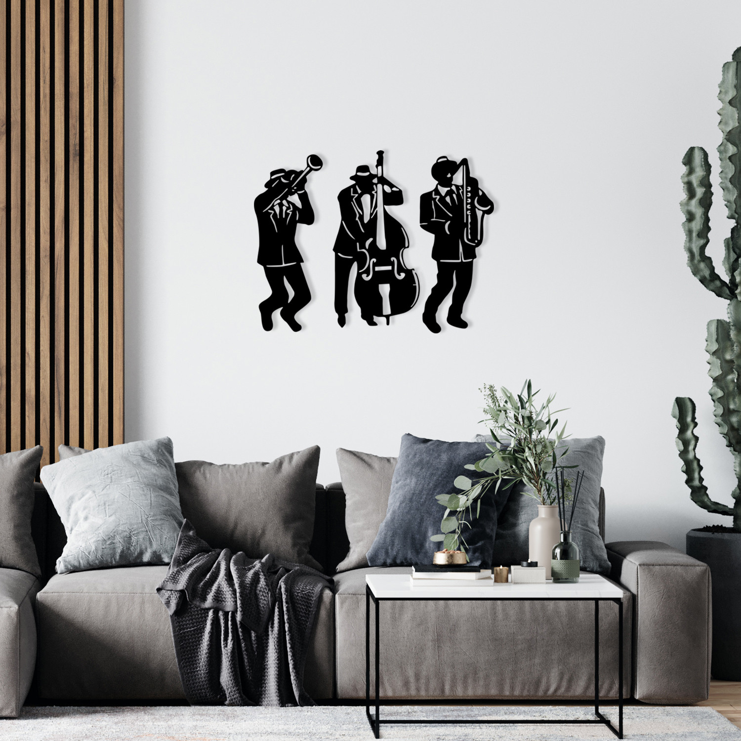 Décoration murale Valna L61xH47cm Jazzmen Métal Noir