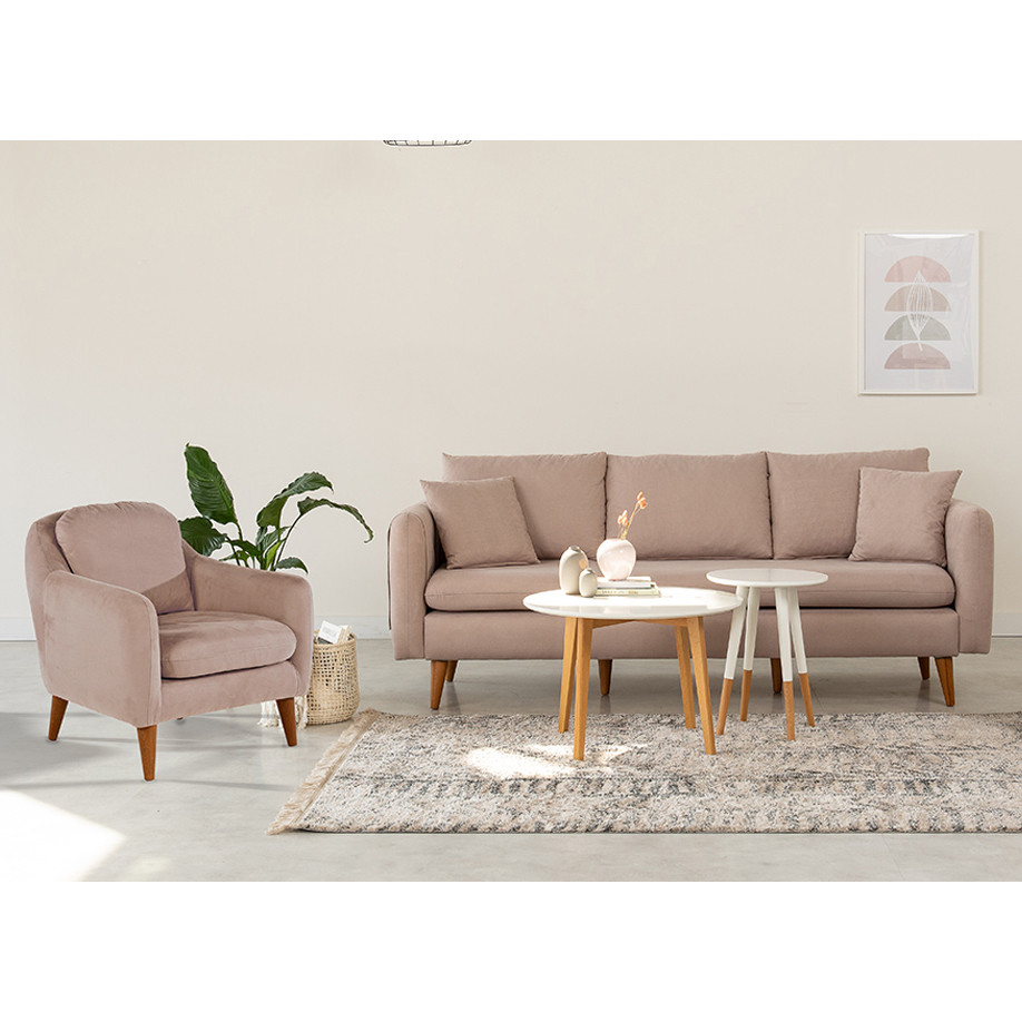 Ensemble fauteuil et canapé 3 places Meganisi Velours Taupe