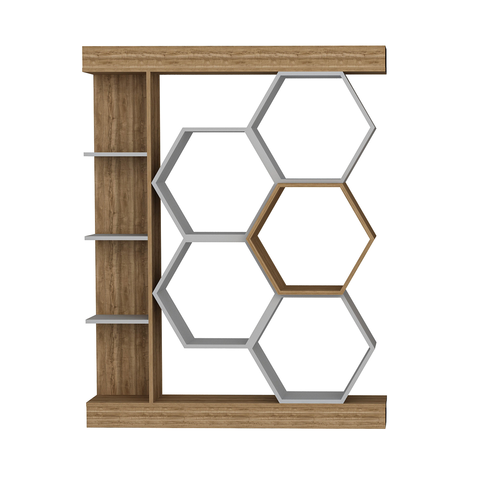 Étagère bibliothèque design Ebisu L140x177,4cm Bois foncé et Blanc