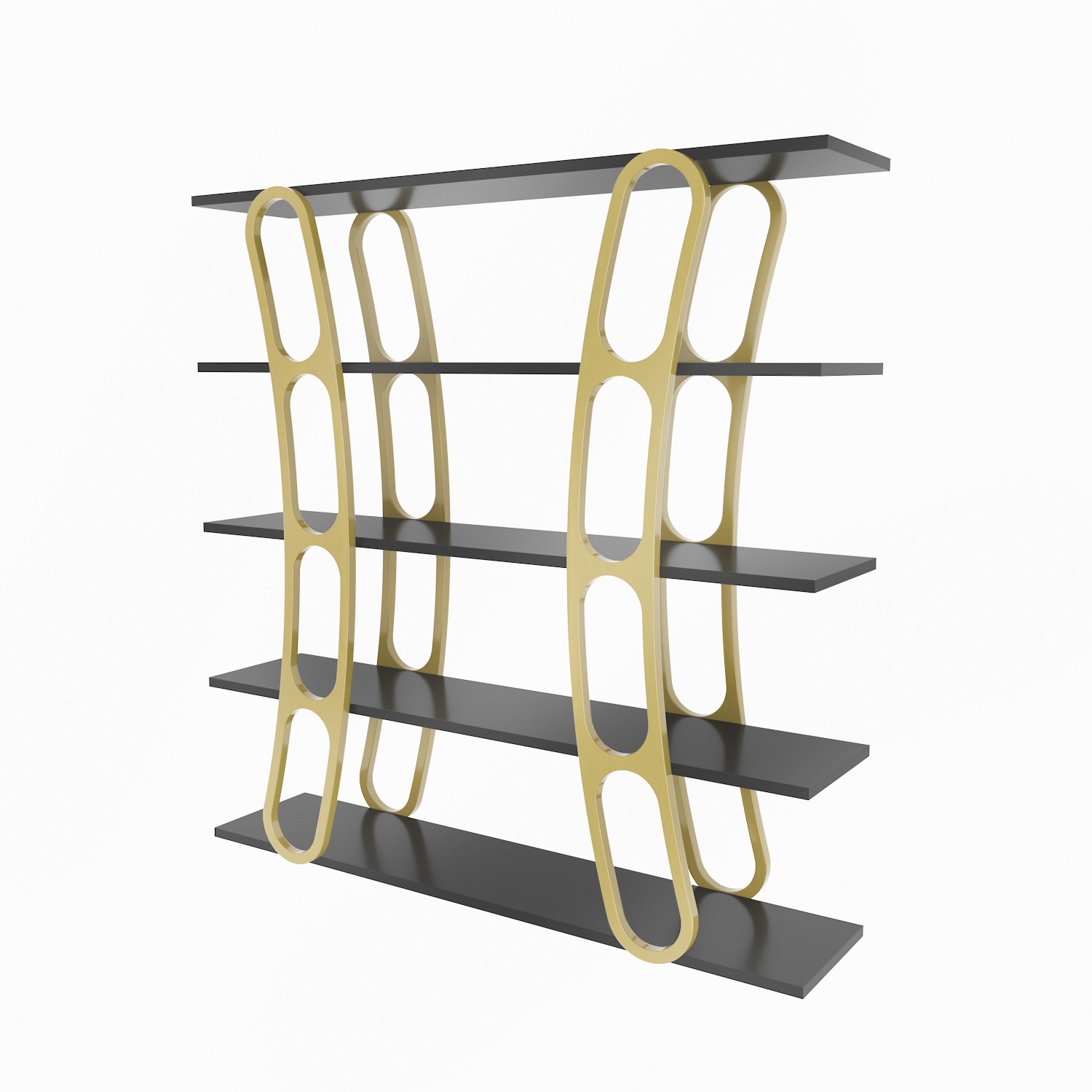 Étagère bibliothèque design Fortin H120cm Noir et Or