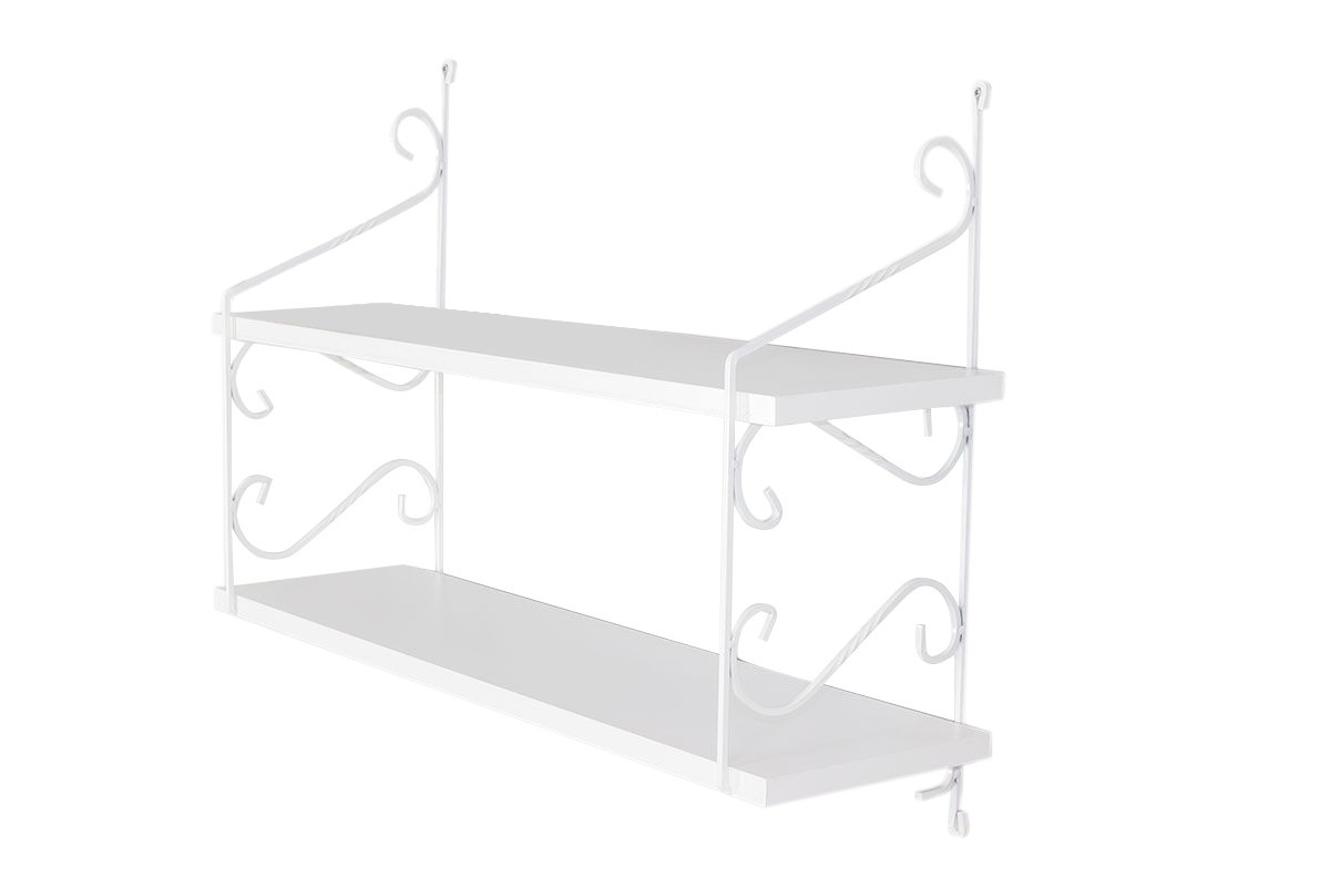 Étagère murale 2 tablettes Mitchell L72xH51cm Métal et Bois Blanc
