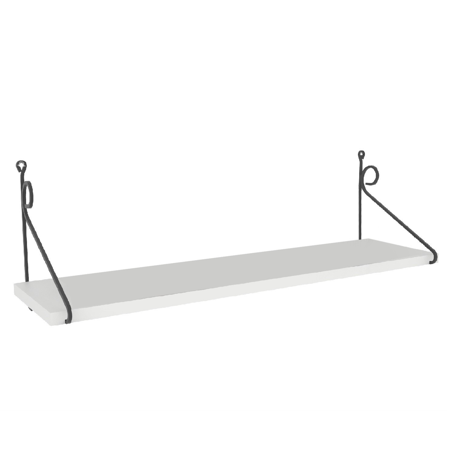 Étagère murale Mitchell L72xH27cm Métal Noir et Bois Blanc