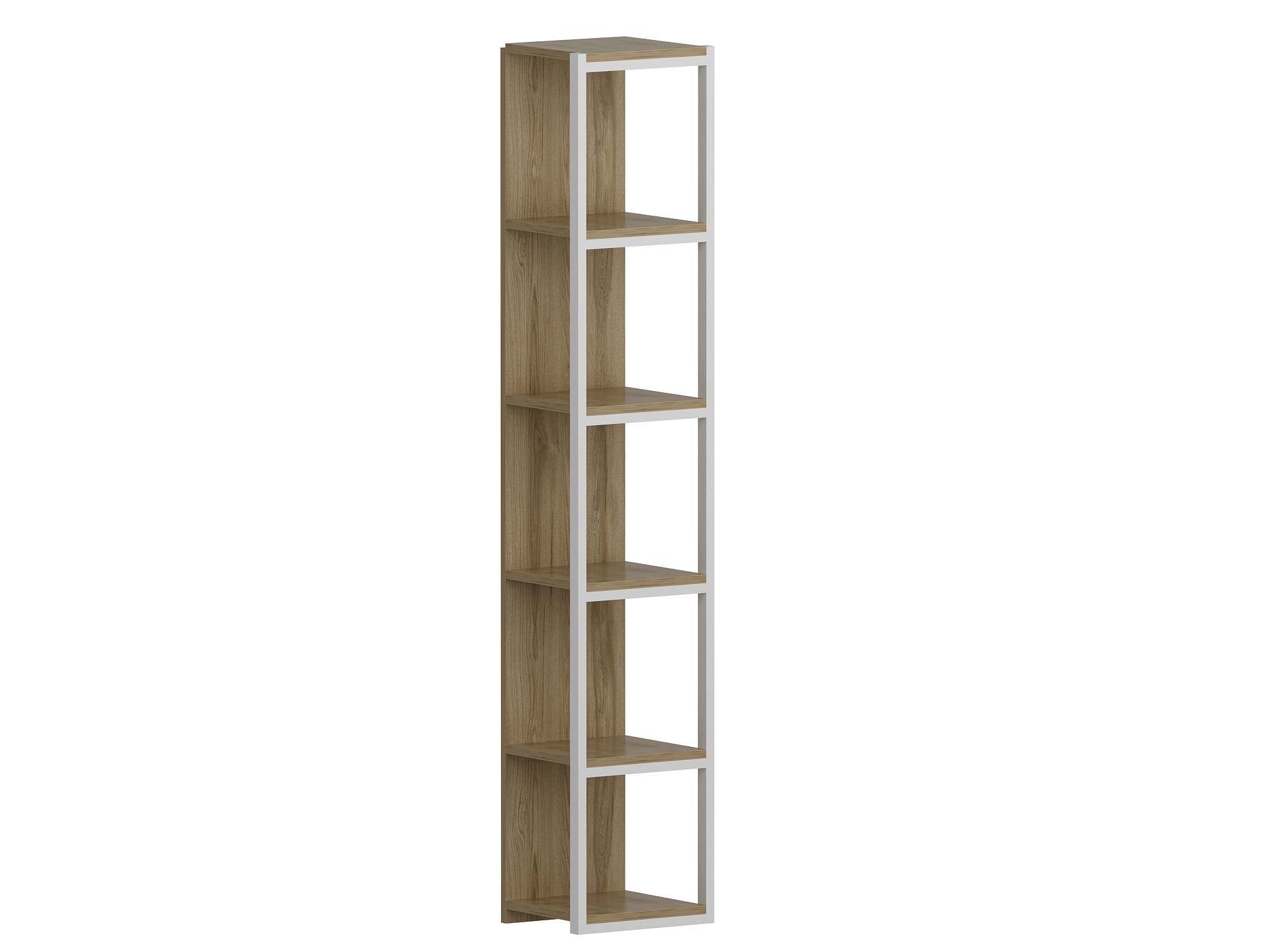 Etagères bibliothèque d'angle Clapus L33,7xH180cm Bois chêne clair et Métal Blanc