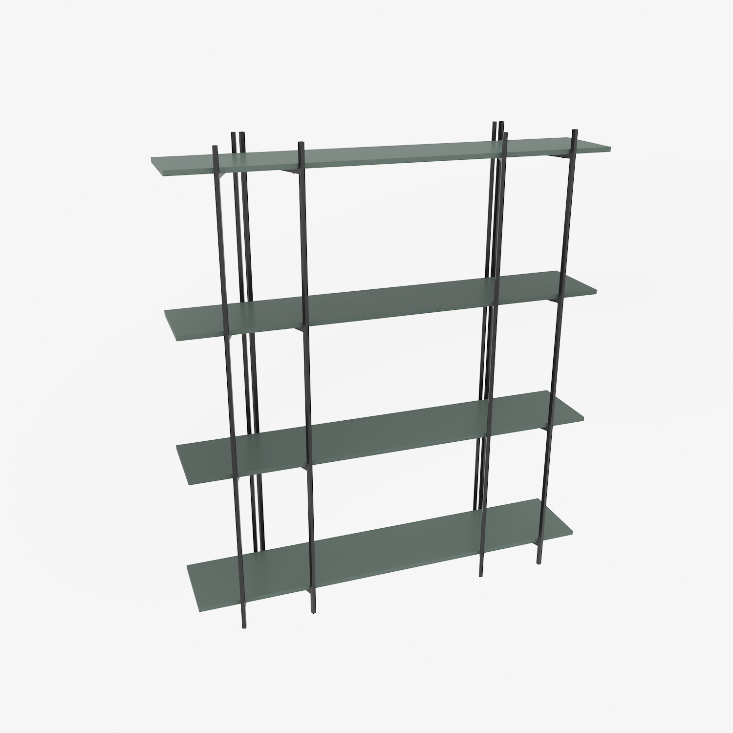 Étagère bibliothèque Teruel L160xH180cm Métal Noir et Bois Vert