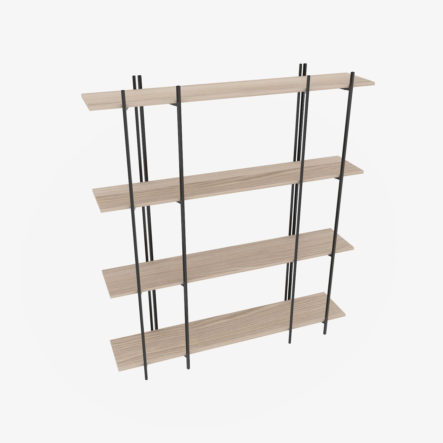 Étagère bibliothèque Teruel L160xH180cm Métal Noir et Bois Chêne foncé