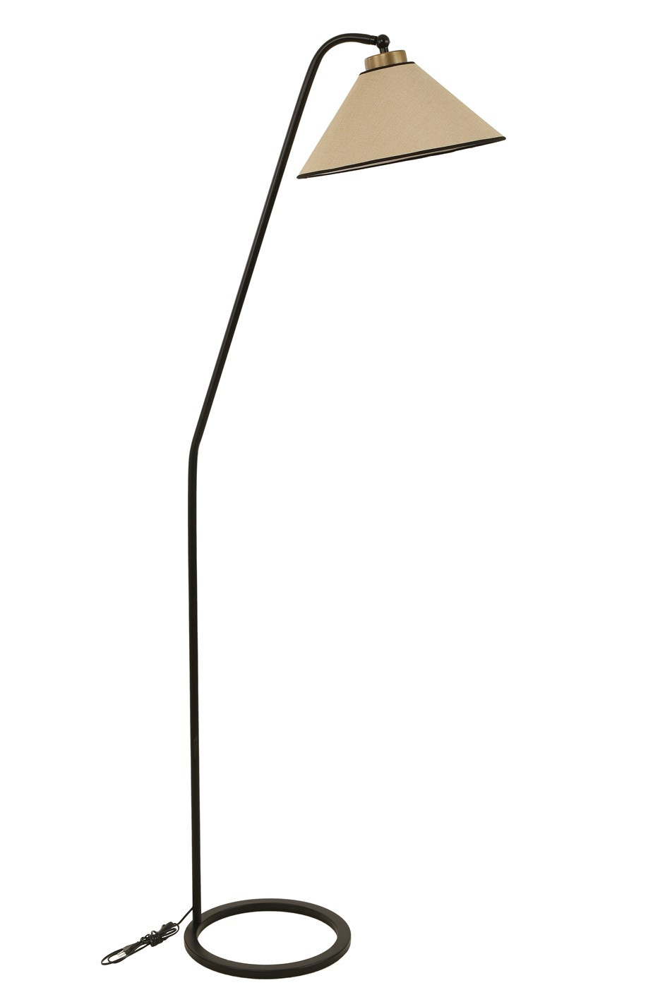 Lampadaire chapeau tronconique Lectio 155cm Métal Osier et Noir
