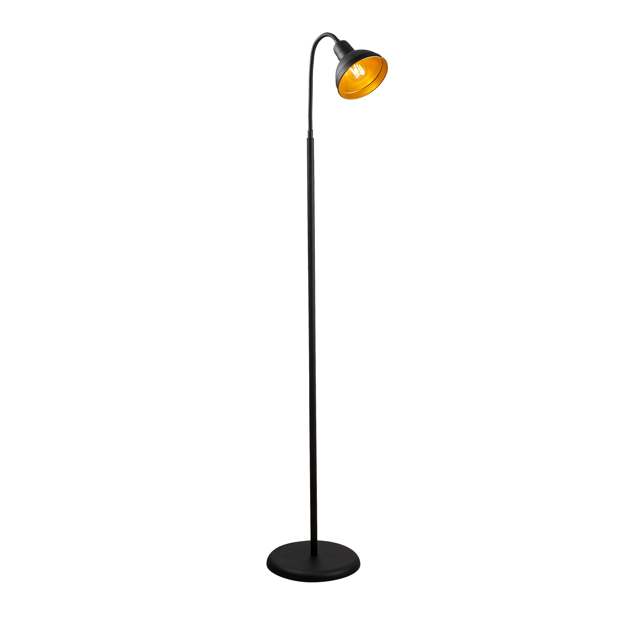 Lampadaire coupole flexible Tomomi 150cm Métal Noir et Or