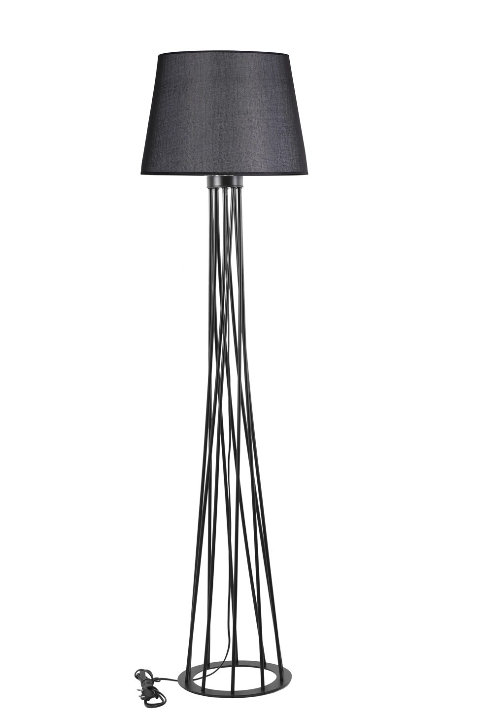 Lampadaire pied filaire torsade Accenso 175cm Tissu et Métal Noir