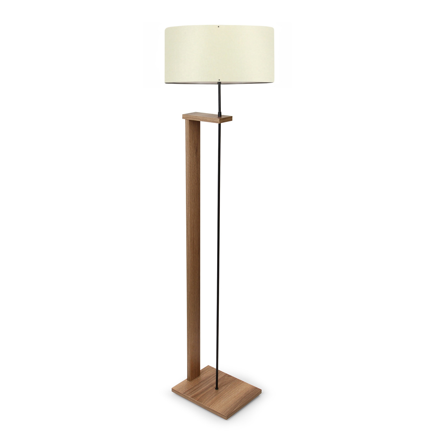 Lampadaire Soleta H110cm Bois Naturel et Tissu Blanc crème