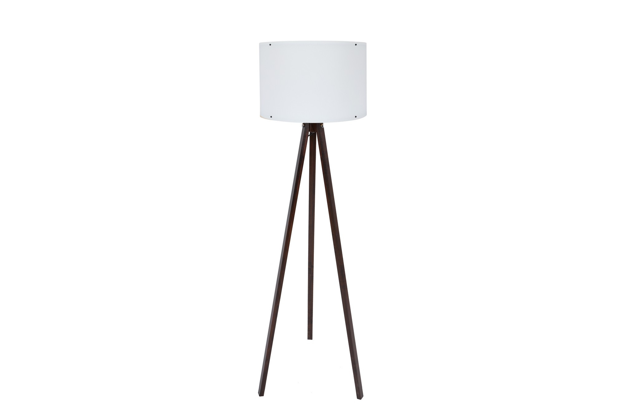 Lampadaire trépied Luca 145cm Tissu Blanc et Bois Noir