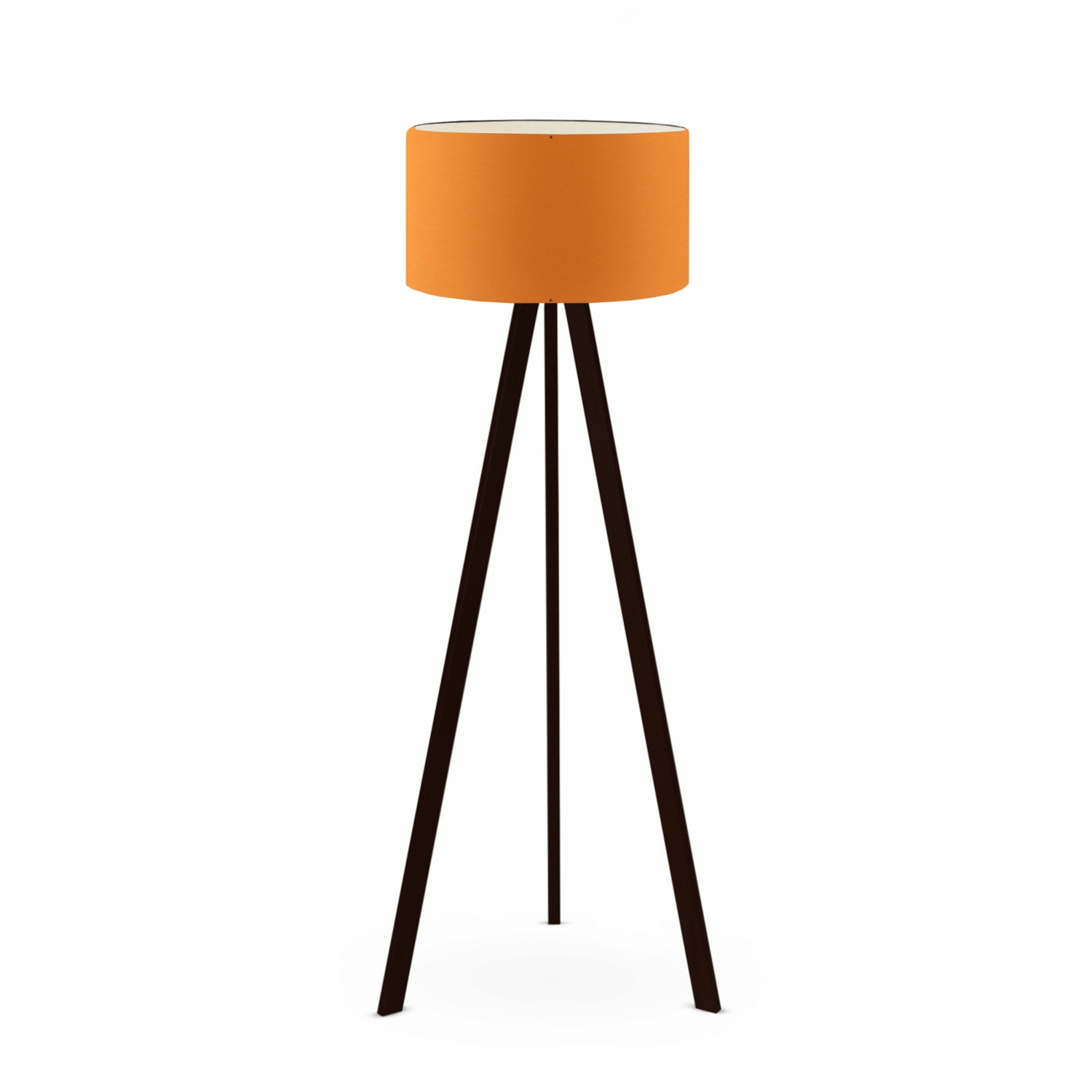 Lampadaire trépied Tympanum 140cm Tissu Orange et Bois Noir