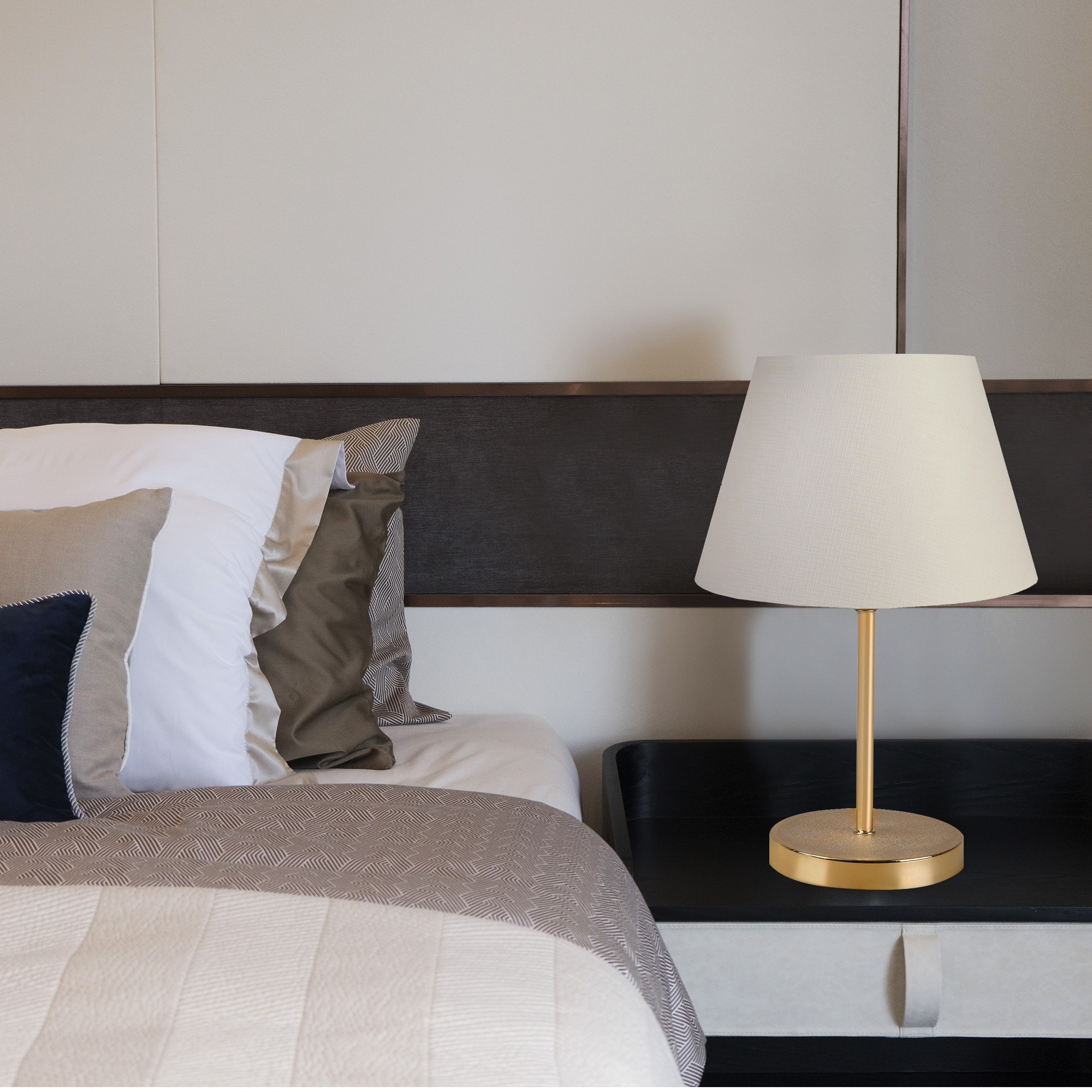 Lampe de table Accensa Métal Or et Blanc Blanc créme