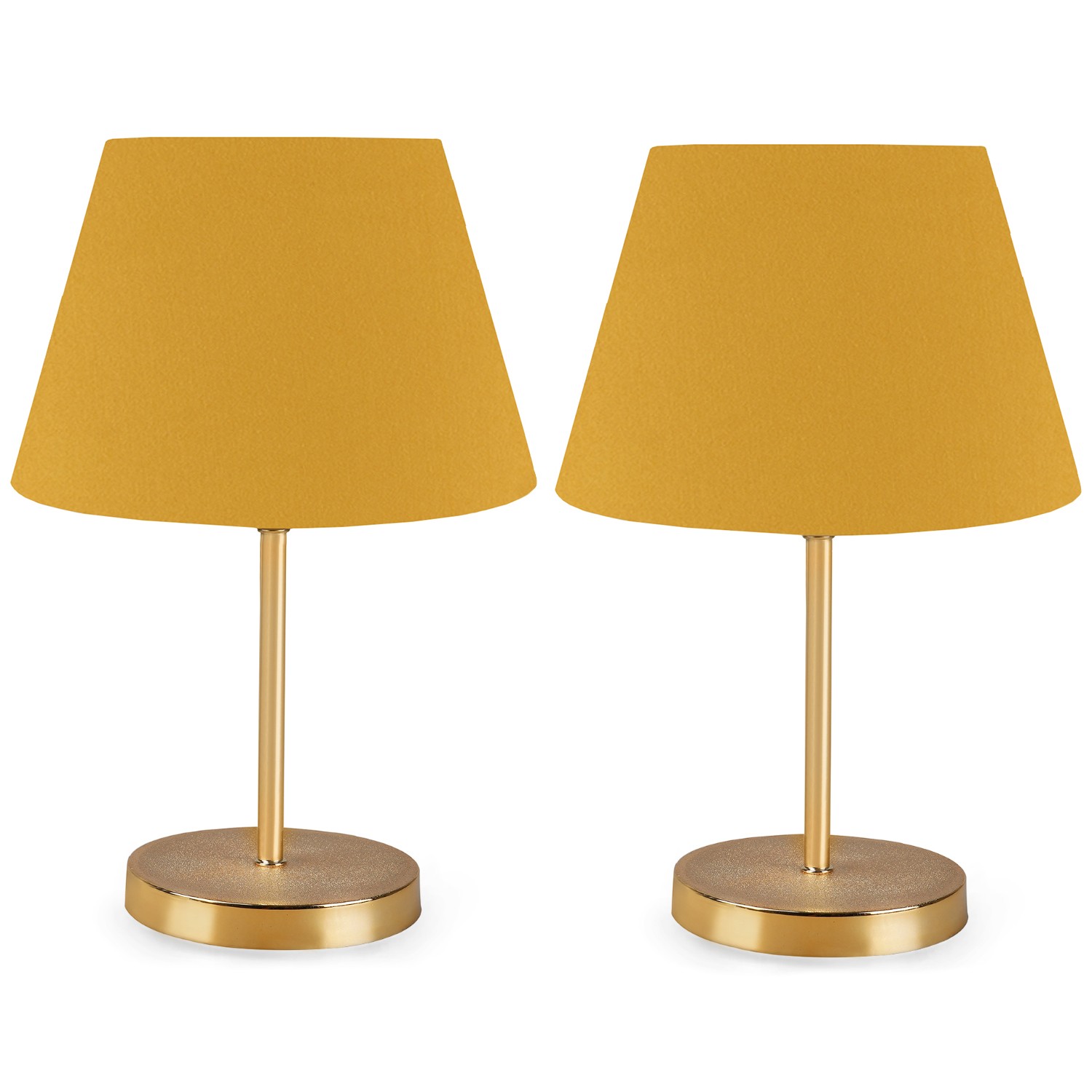 Lot de 2 lampes de table Accensa H37cm Tissu Jaune et Métal Or
