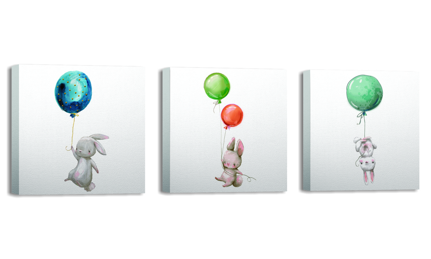 Lot de 3 tableaux décoratifs Floruit 30x30cm Motif Enfantin animaux et ballons