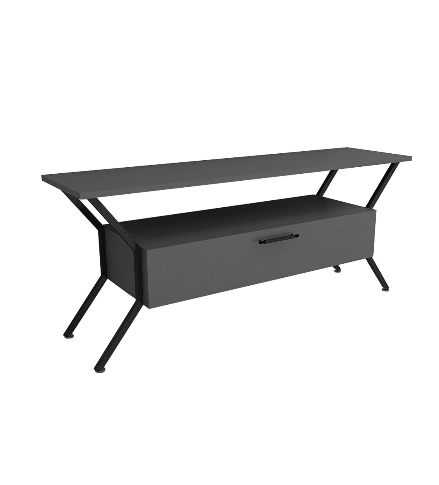 Meuble TV 1 porte Jasper 125cm Noir et Anthracite