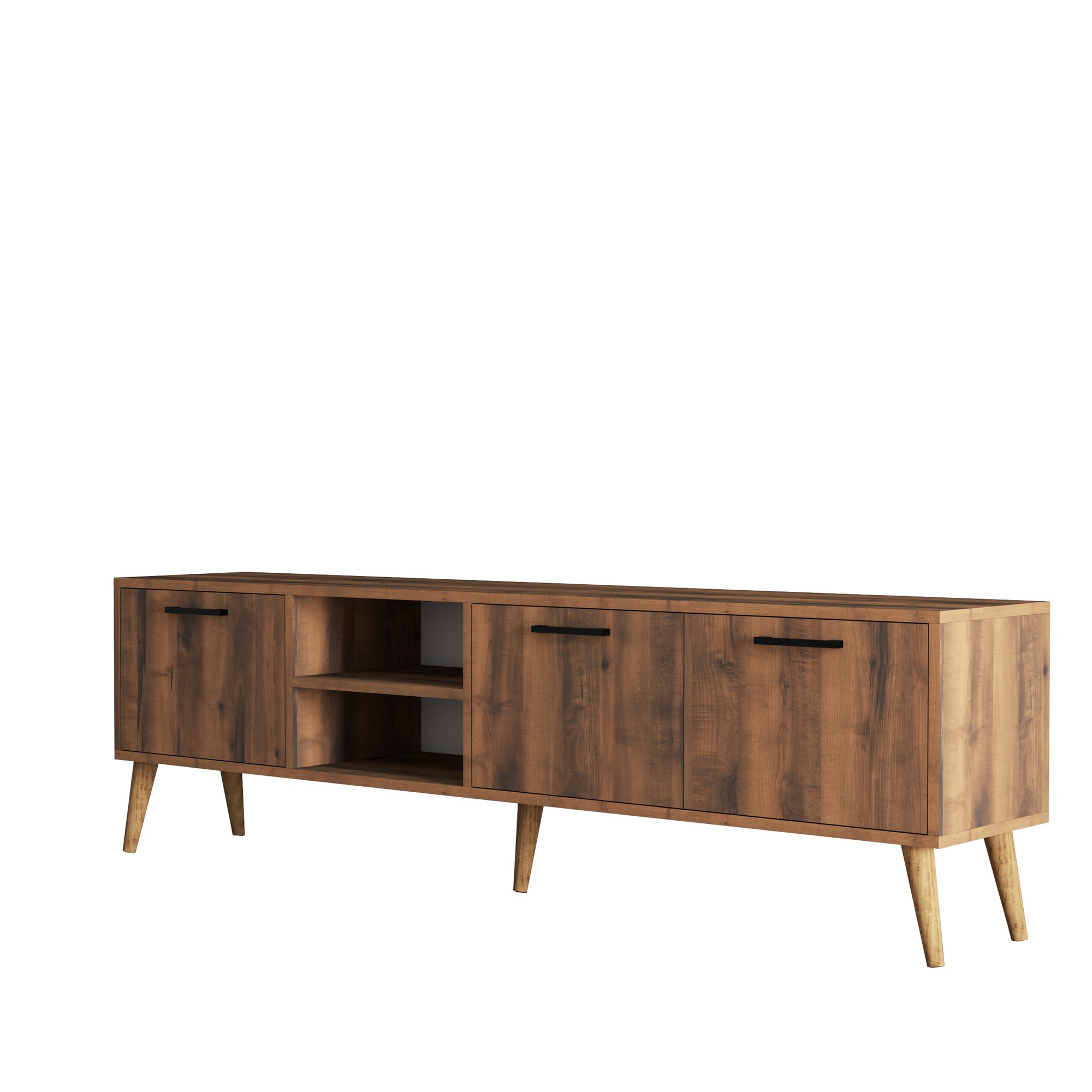 Meuble TV 3 portes Elena L180cm Bois foncé