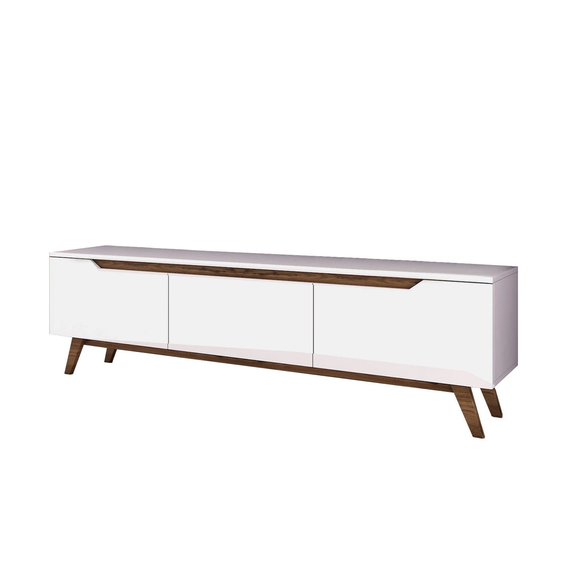Meuble TV contemporain 180cm 3 portes Dandelis Blanc