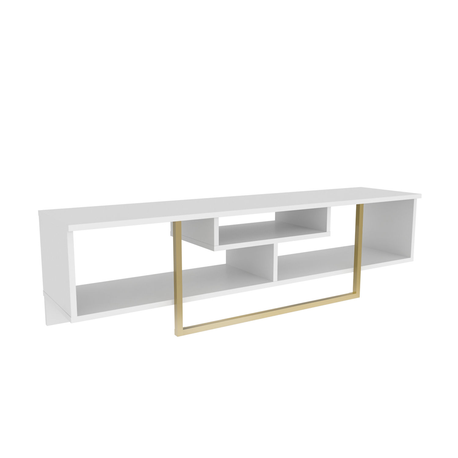 Meuble TV Nikolai 150cm Or et Blanc