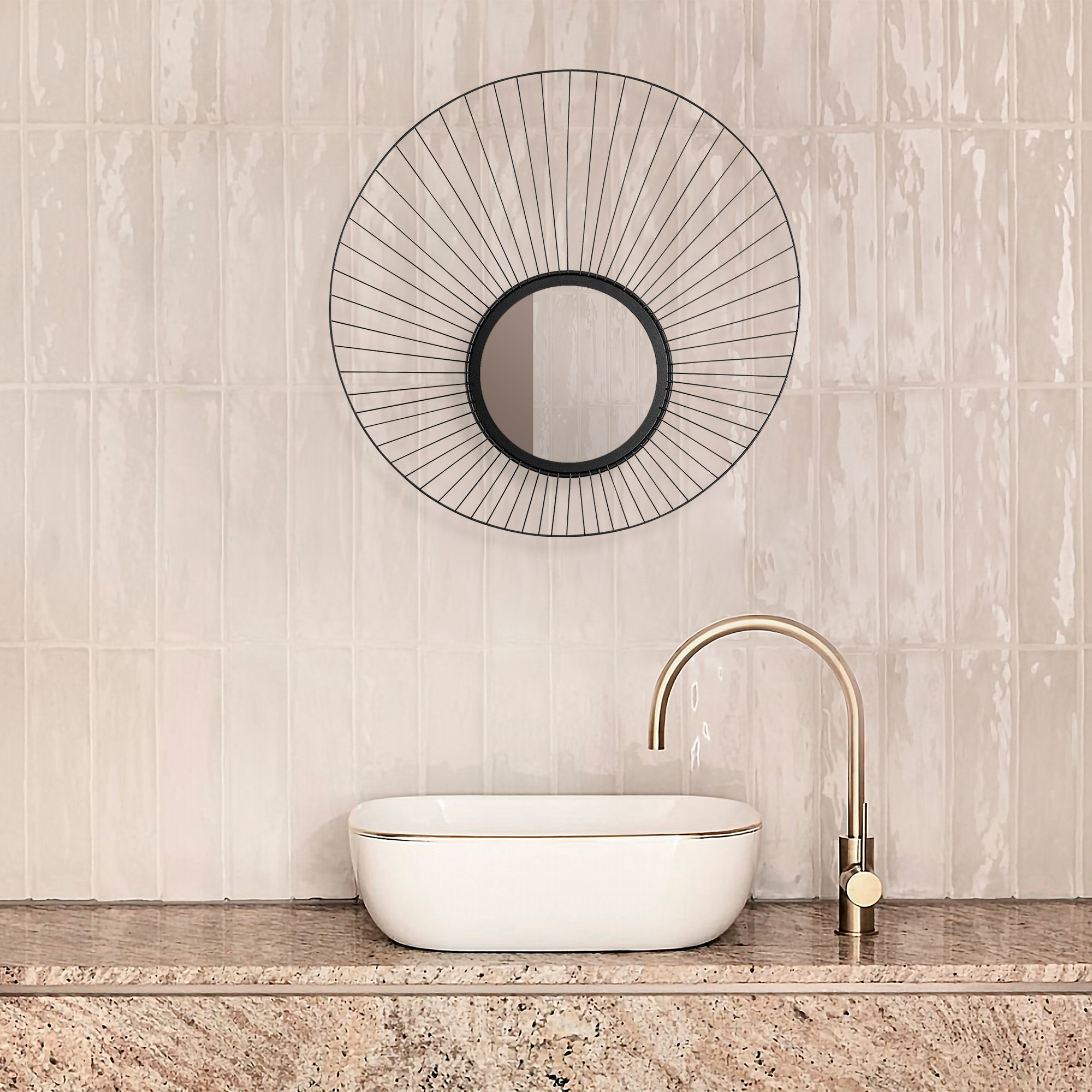 Miroir décoratif auréole Filamentis 63x1x63cm Métal Noir
