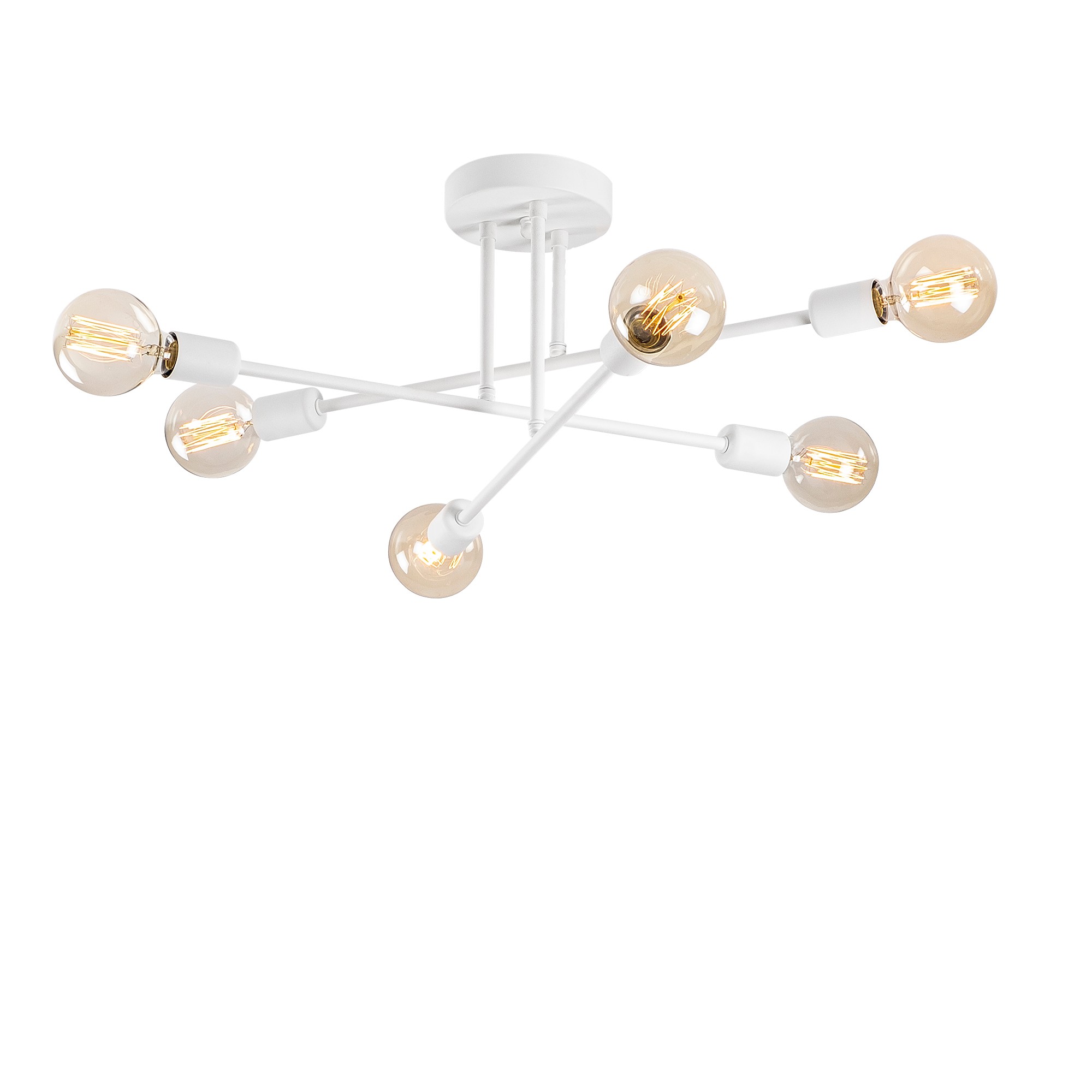 Plafonnier 3 bras 6 lampes Dumpling D64cm Métal Blanc