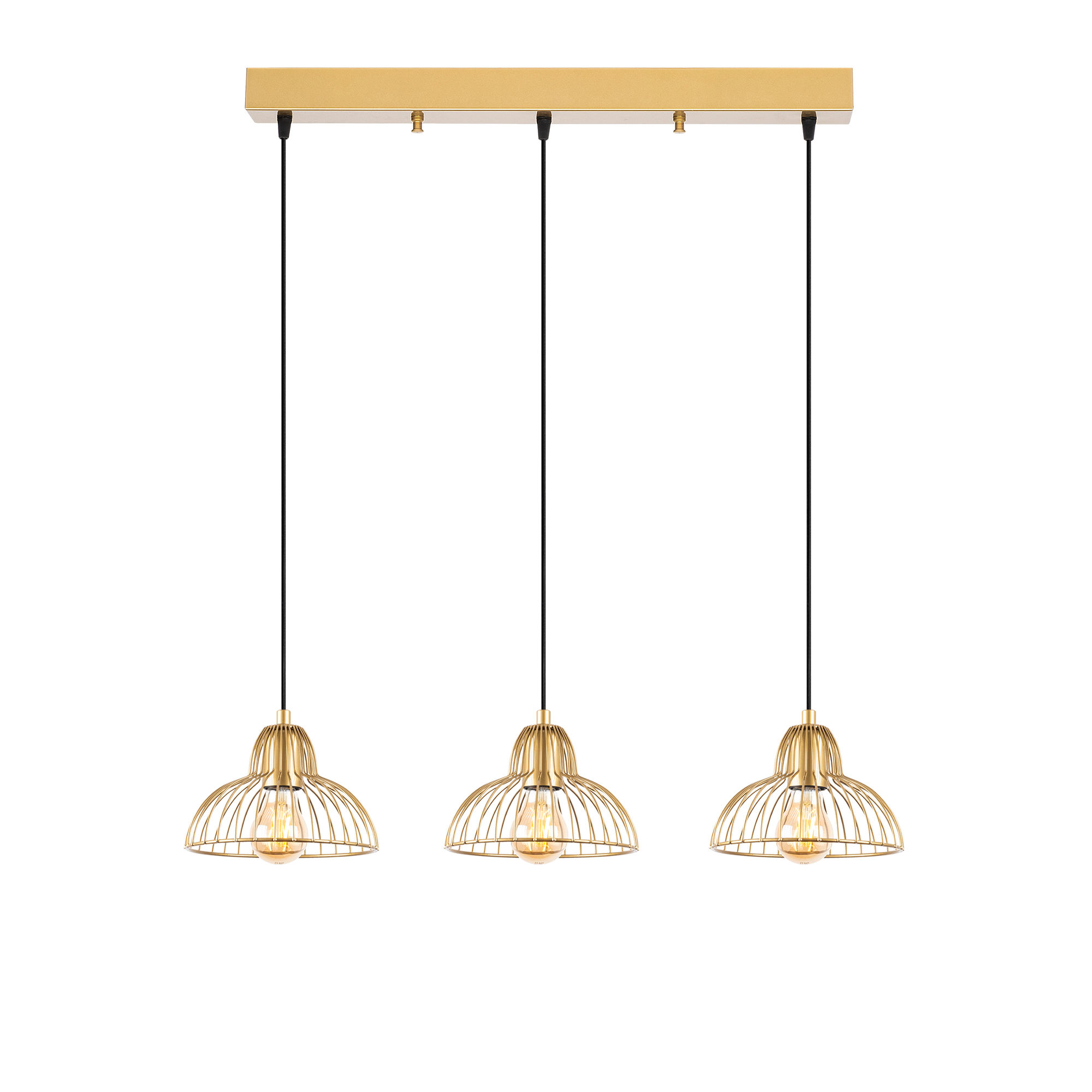 Plafonnier filaire 3 lampes Zanis 70cm Métal Or