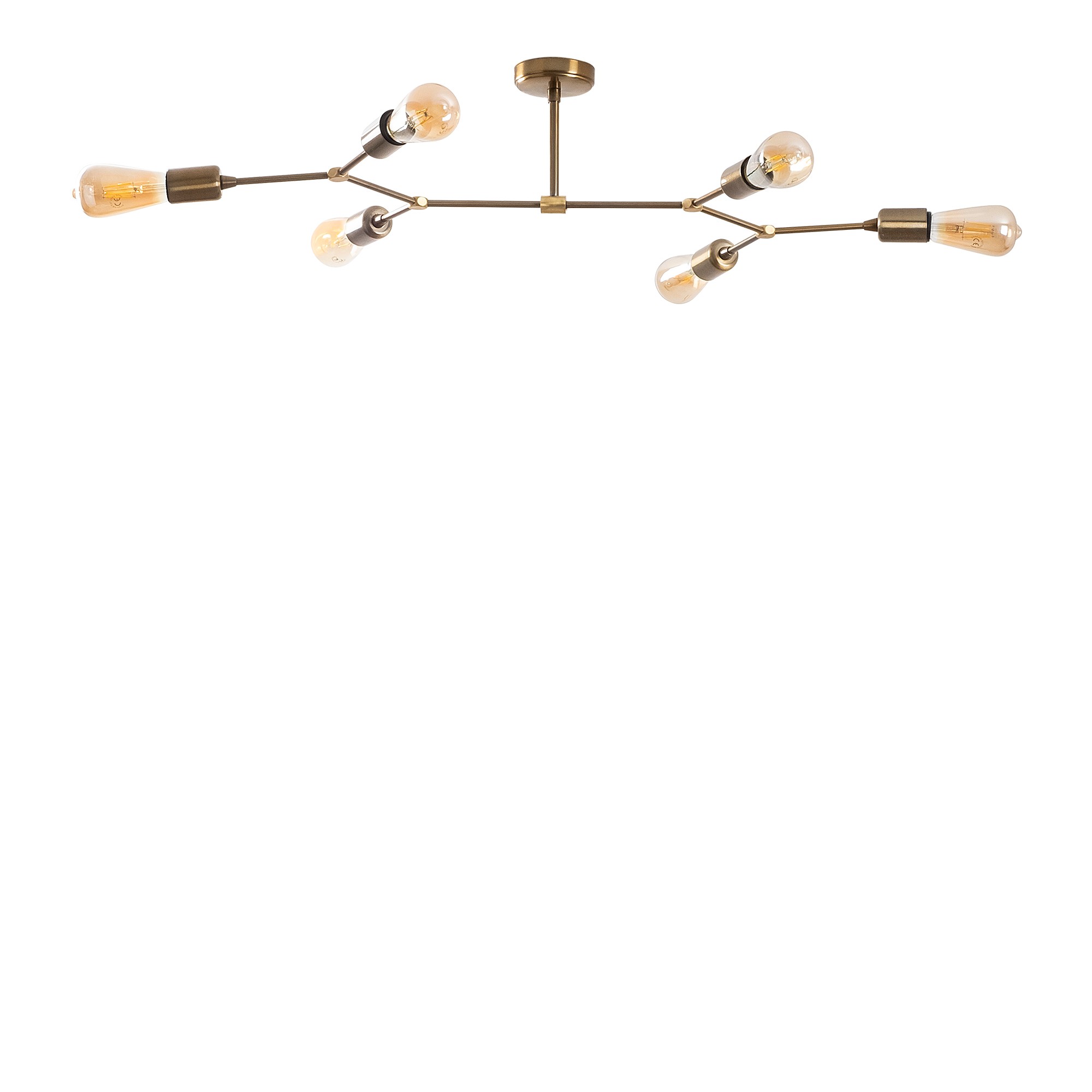 Plafonnier ramification 6 lumières Laterna 20cm Métal Or antique