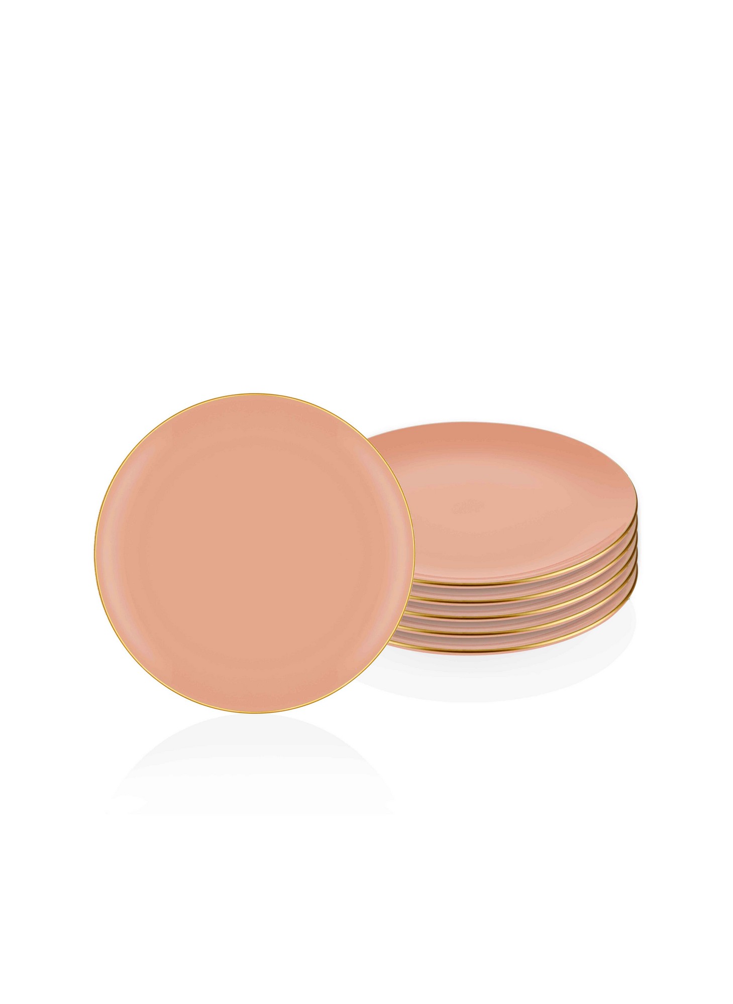 Set assiette à dessert 6 pièces Odys Ø 19cm Céramique rose incarnadin bordure doré