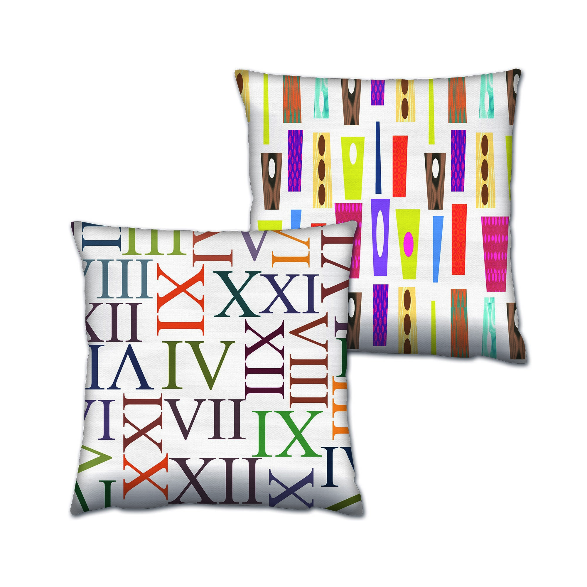 Set de 2 coussins assortis Decorare Kitch Colors 43x43cm Coton Multicolore