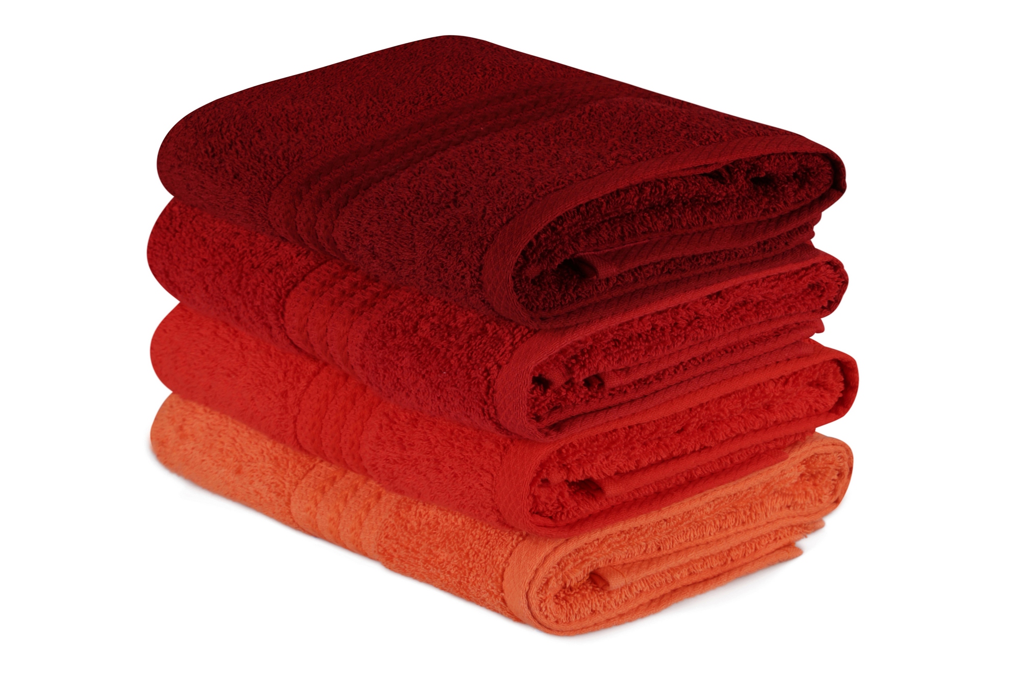 Set de 4 serviettes essuie-main liteau à trois lignes brodées Sicco 50x90cm 100% Coton Nuance de Rosse Corsa