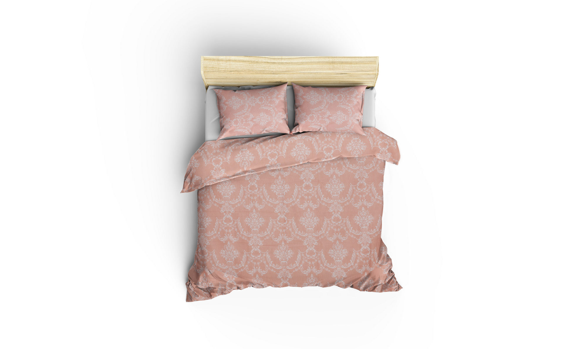 Set housse de couette 260x220cm et 2 taies d'oreiller 60x60cm Riley Tissu Motif Baroque Rose