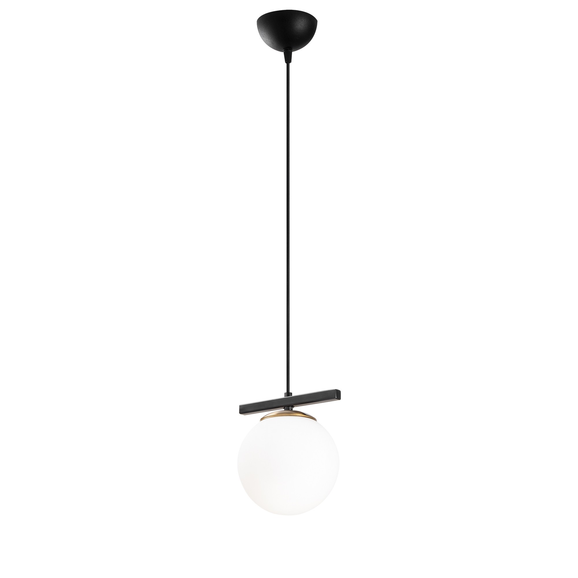 Suspension 1 lampe à barrette Iko Verre Blanc et Métal Noir