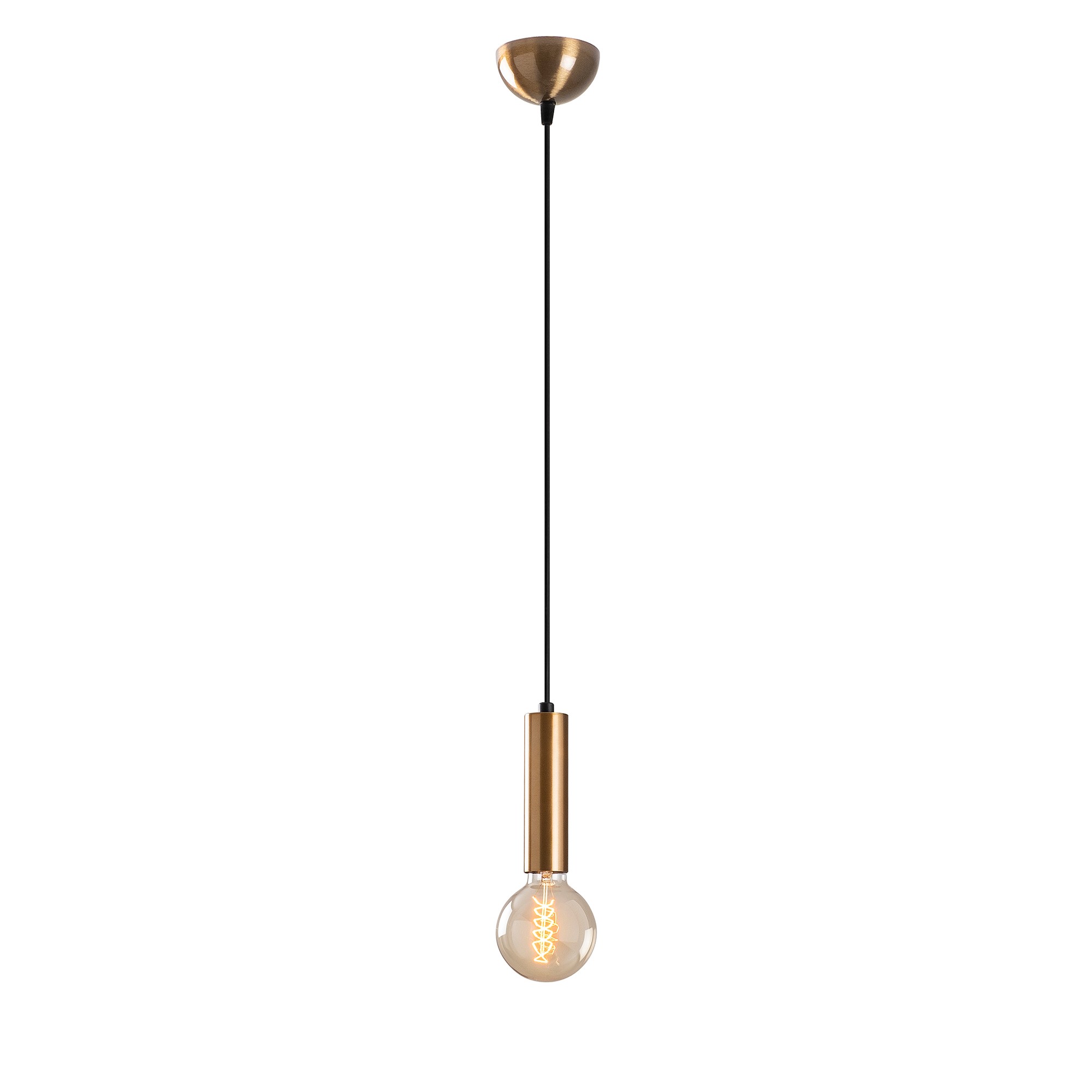 Suspension 1 lampe tube court Jona Métal Or antique
