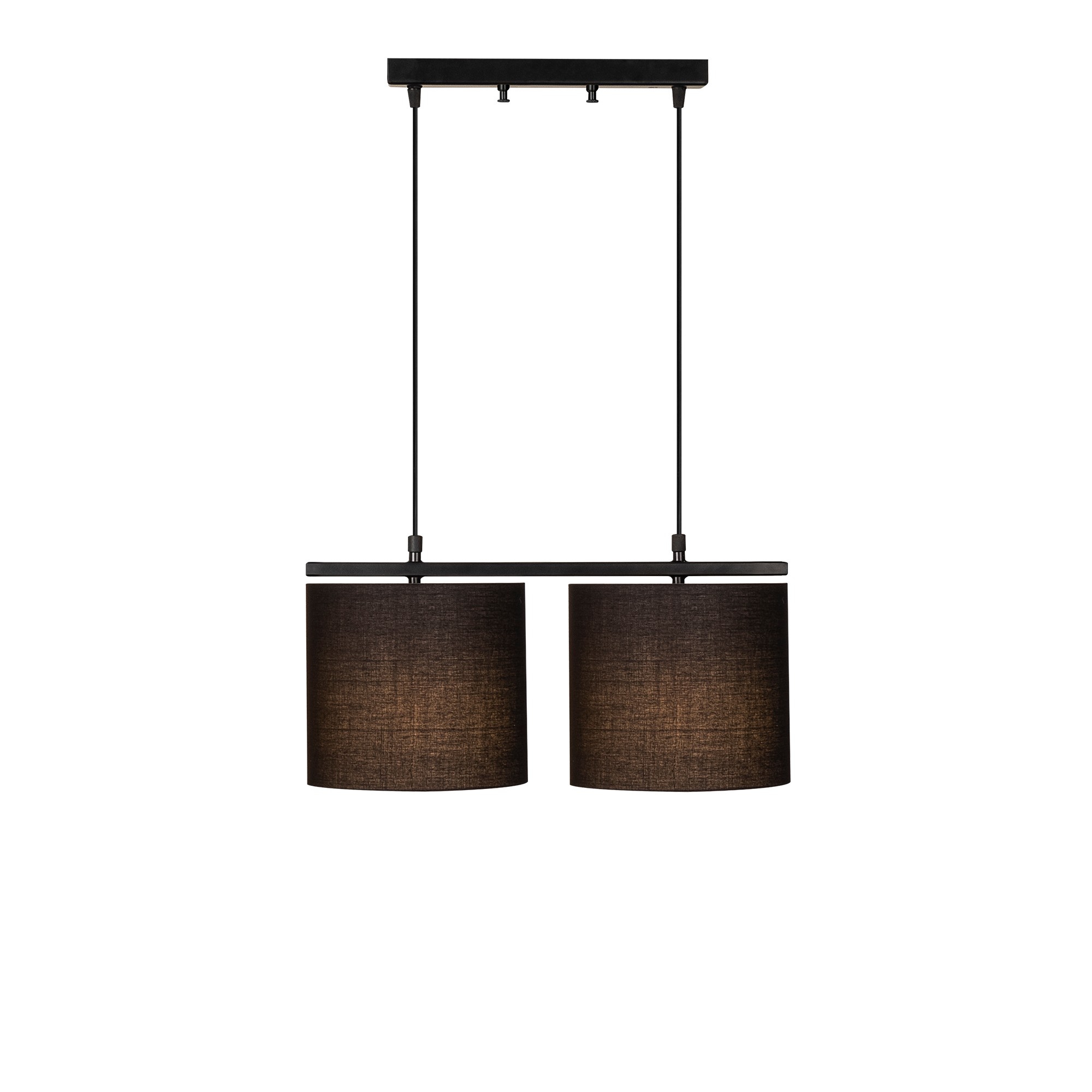 Suspension 2 lampes à simple barre Senna Métal et Tissu Noir