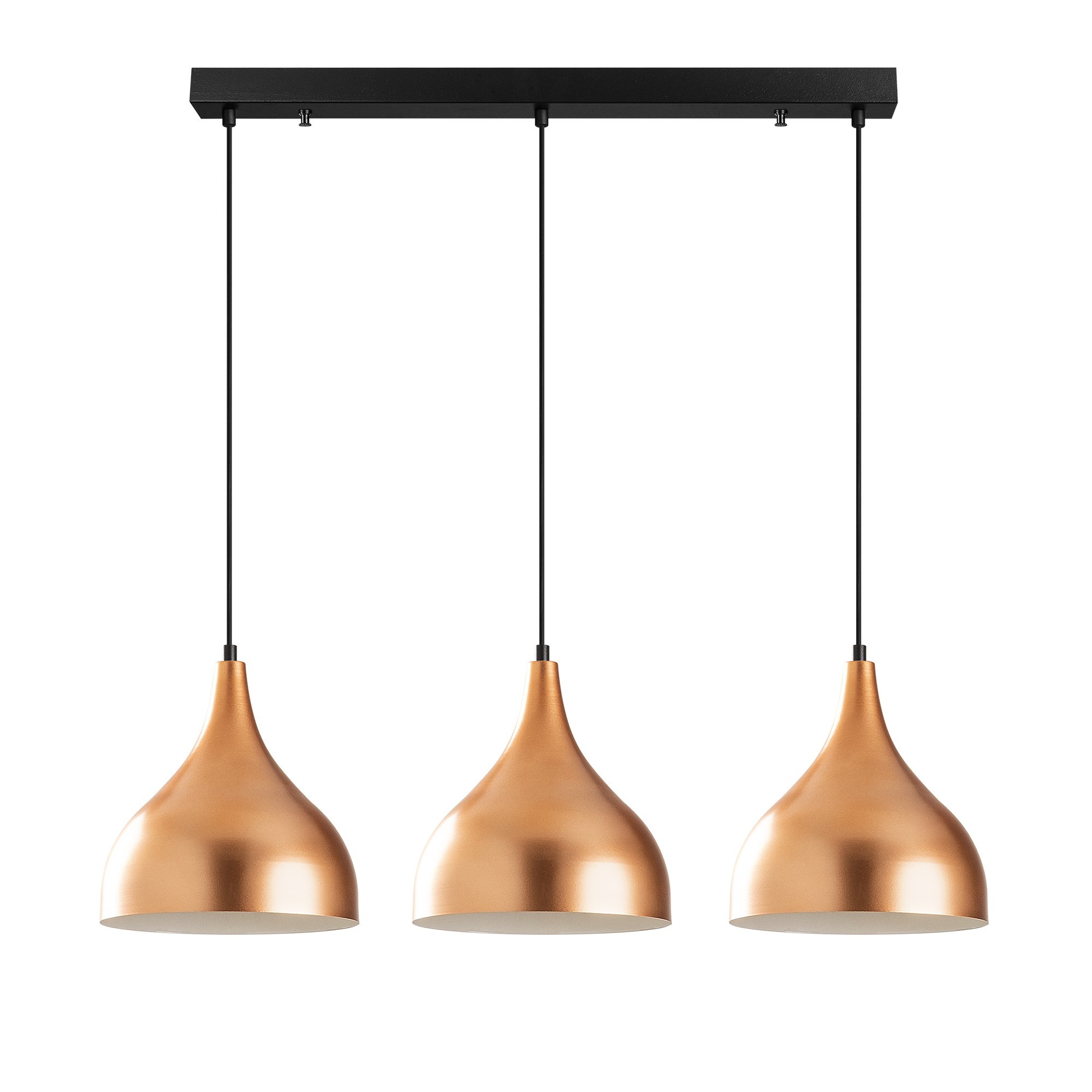 Suspension 3 ampoules alignées Gaku Métal Noir et Or rose