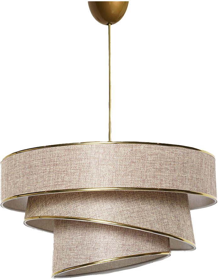 Suspension 3 cylindres design oblique Inconditus Ø40cm Beige et Or