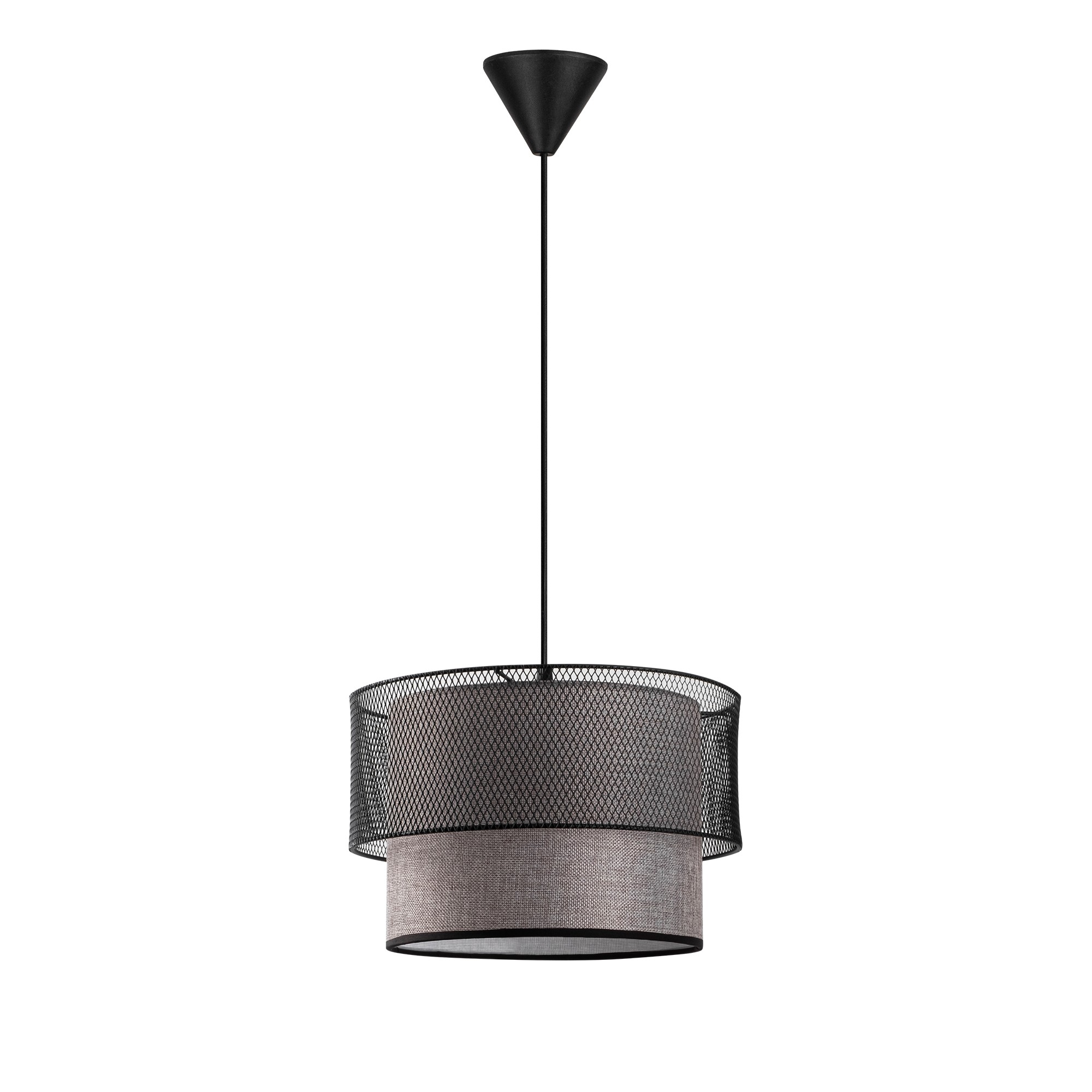 Suspension abat-jour double Pollock D30cm Métal Beige et Noir