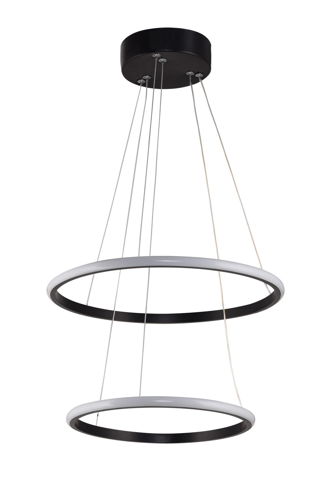 Suspension design 2 cercles Calistoga Métal Noir et LED Jaune