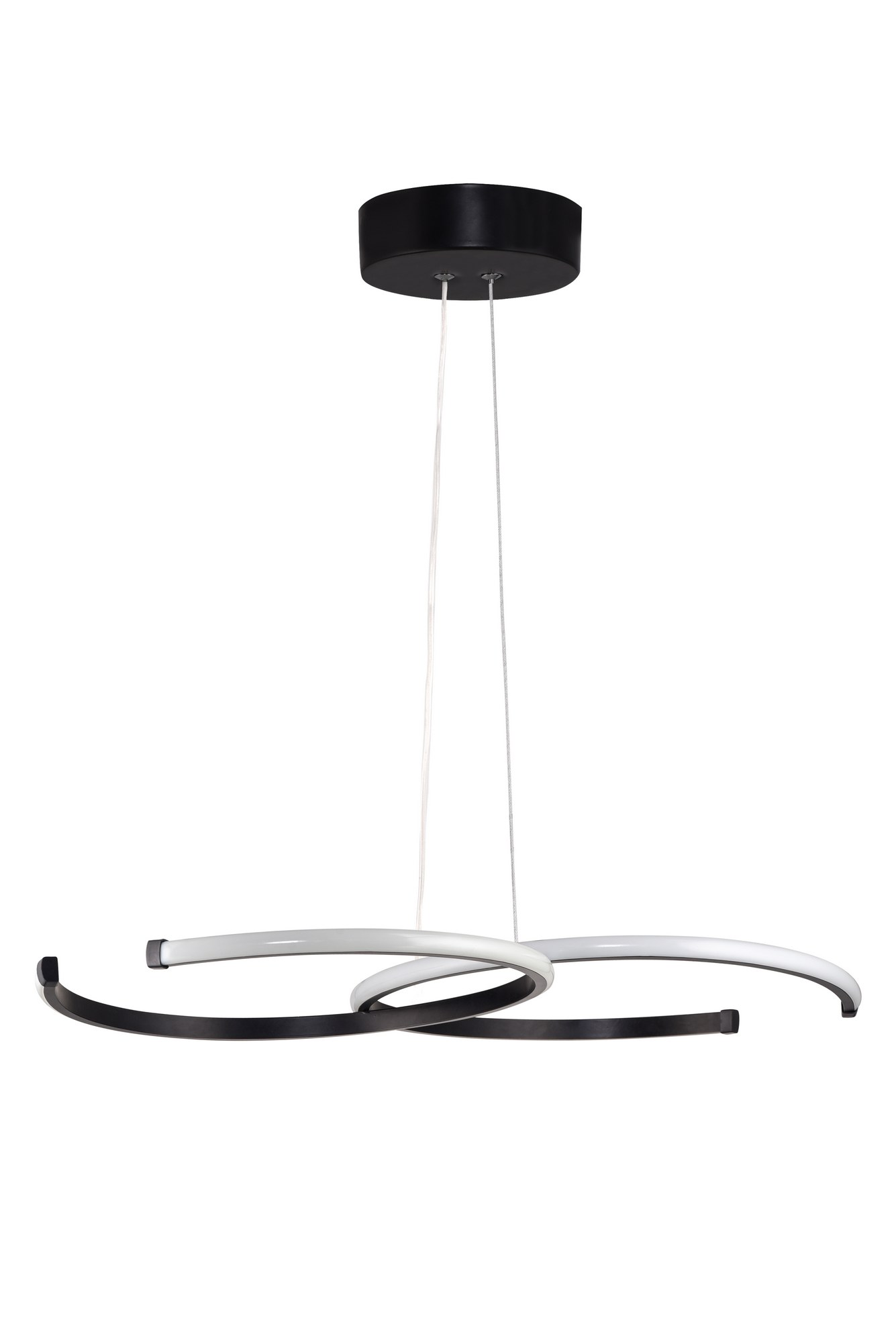 Suspension design 2 cercles ouvertes Stowe Métal Noir et LED Jaune