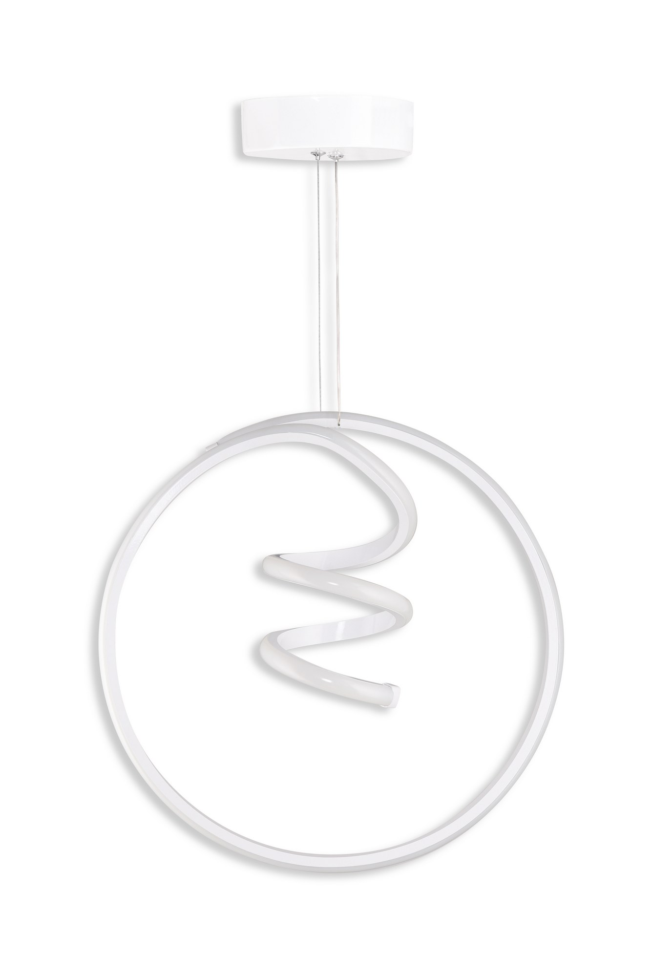 Suspension design cercle spiral Marfa Métal Blanc et LED Blanc