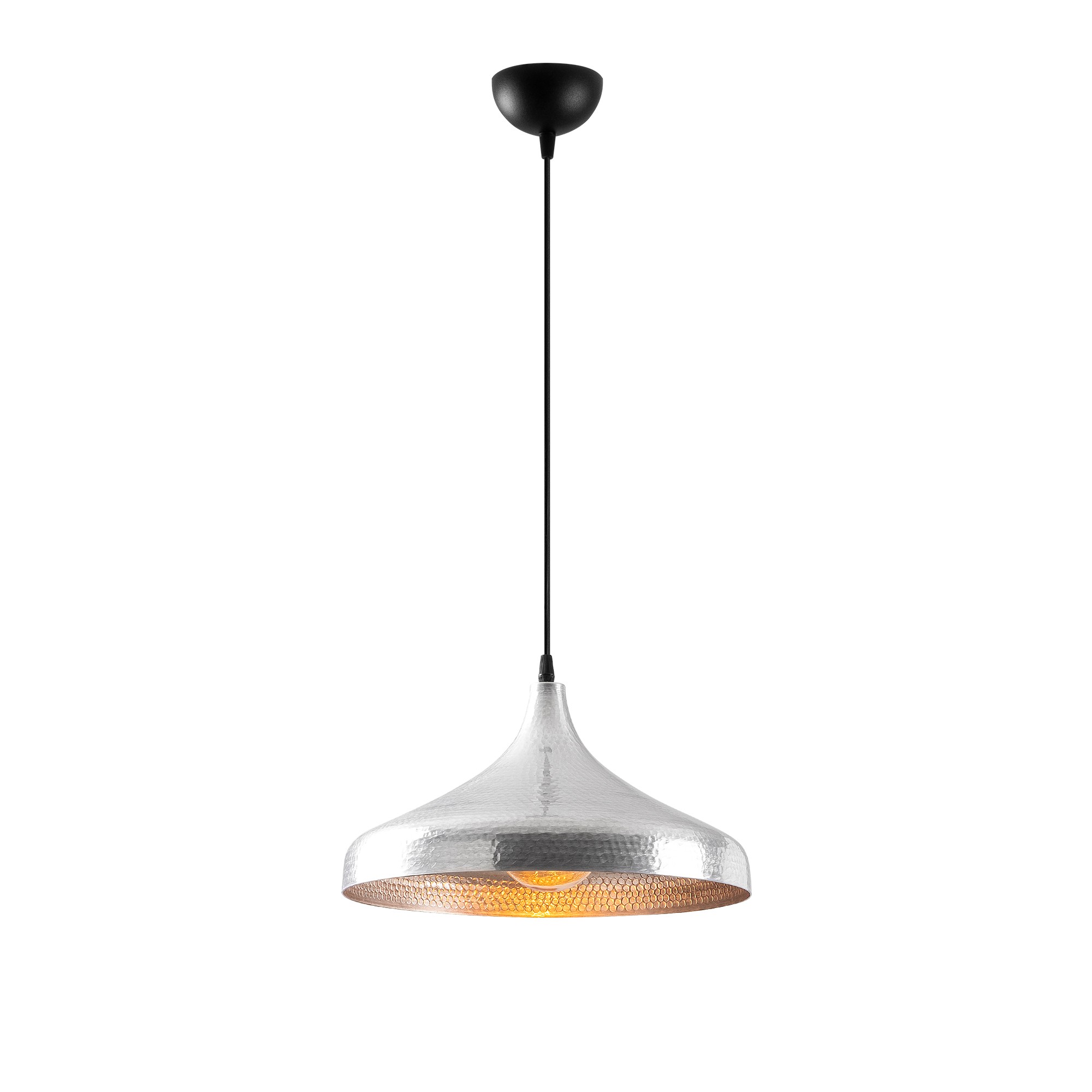 Suspension dôme Alca D36cm Métal martelé Argent