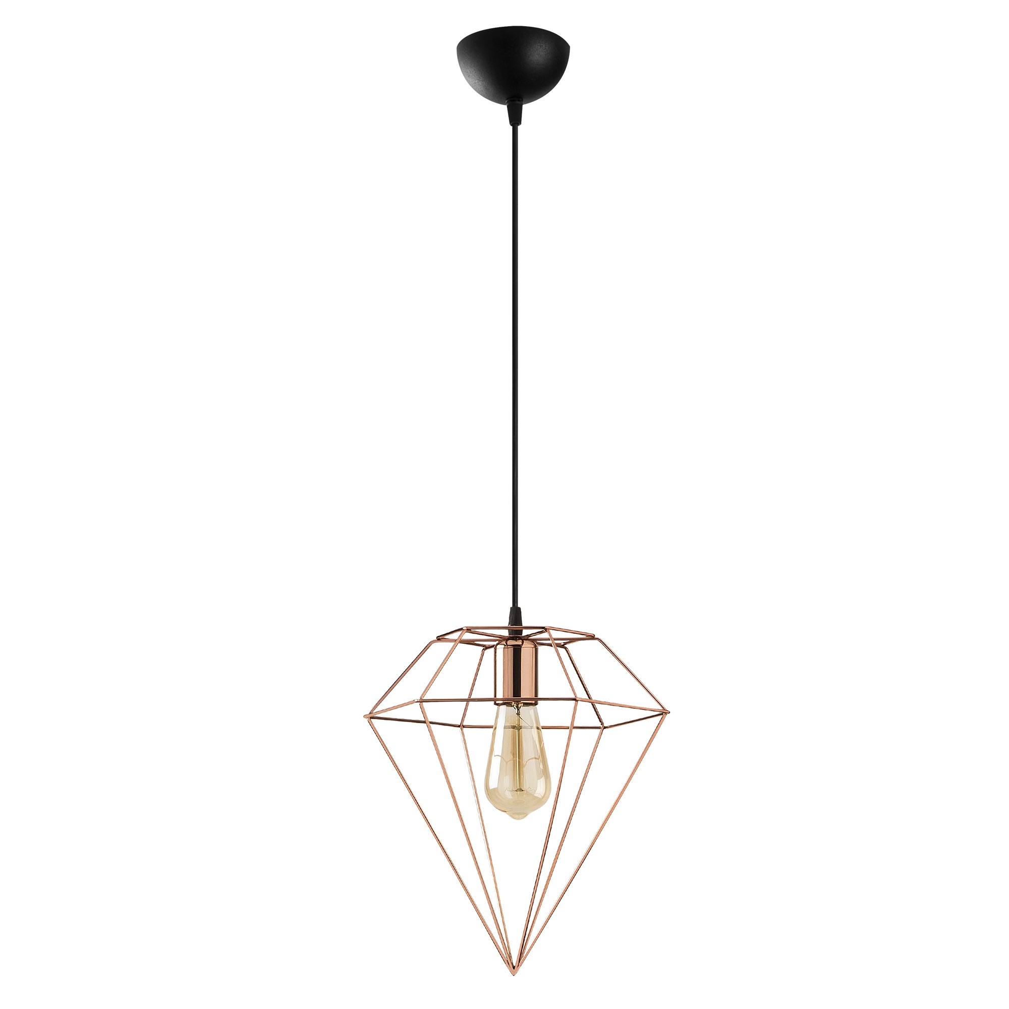 Suspension filaire diamant 1 lampe Berlioz D30cm Métal Or rose