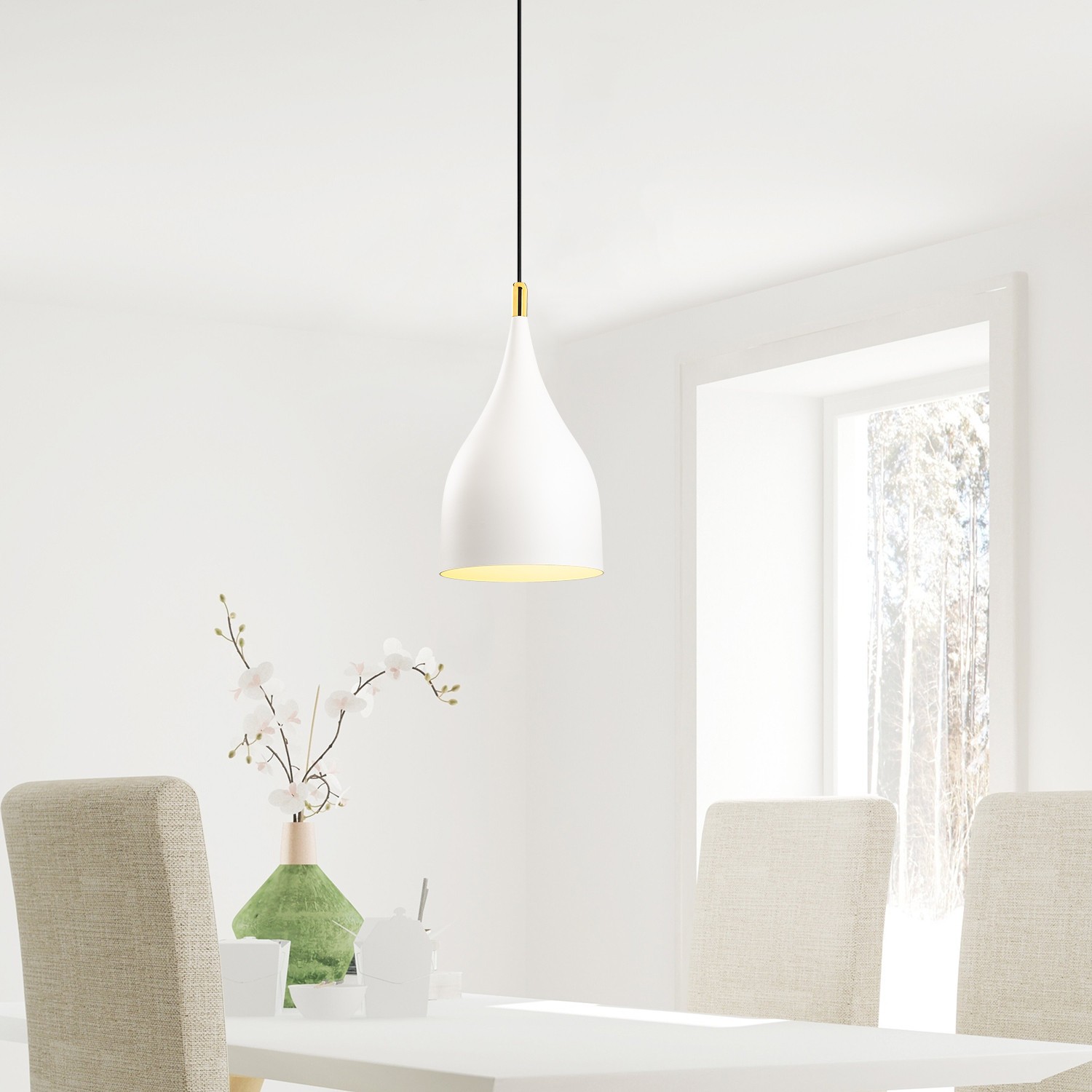 Suspension géode Tropaeum 137cm Métal Blanc et Noir