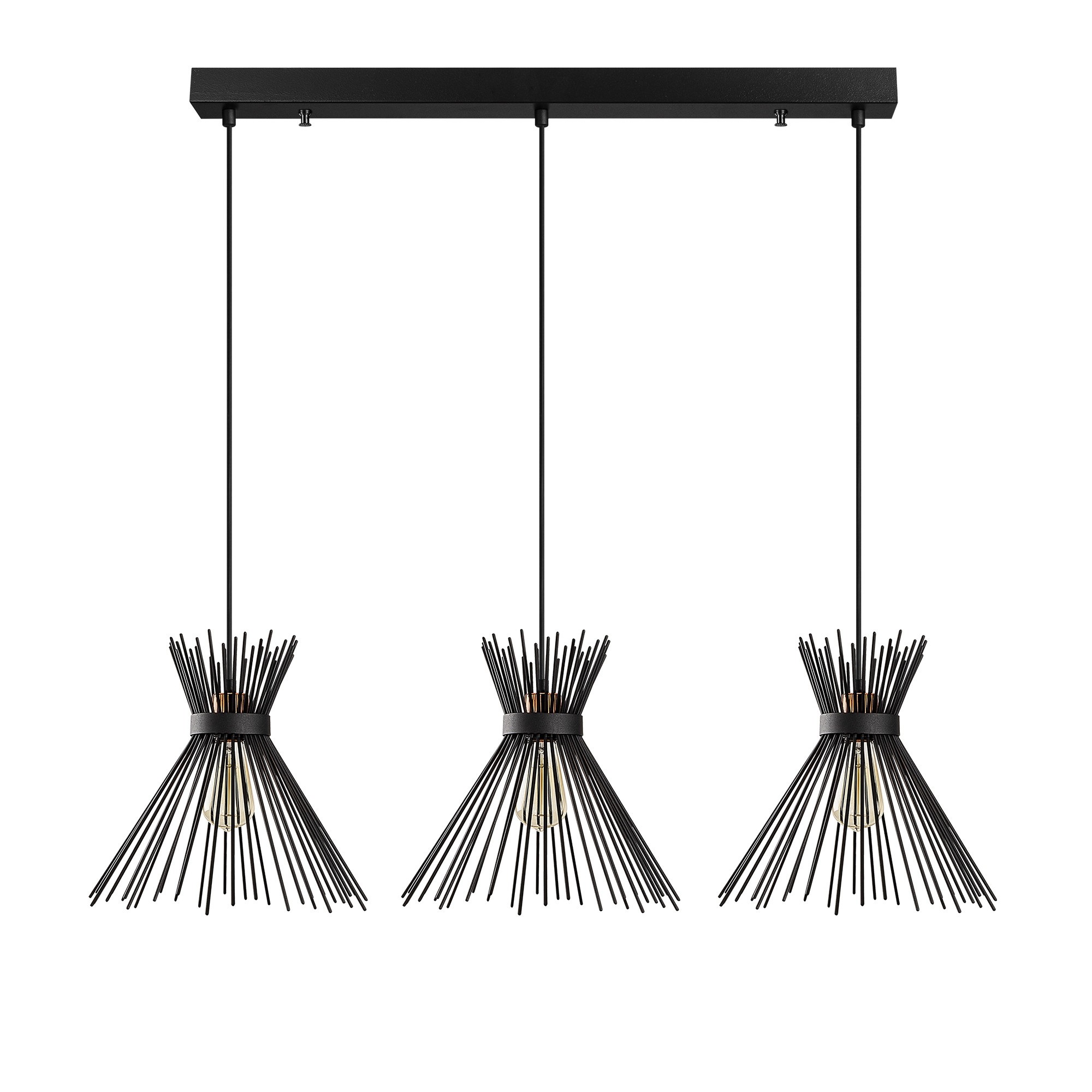 Suspension 3 lampes alignées Gerbo 104cm Métal Noir