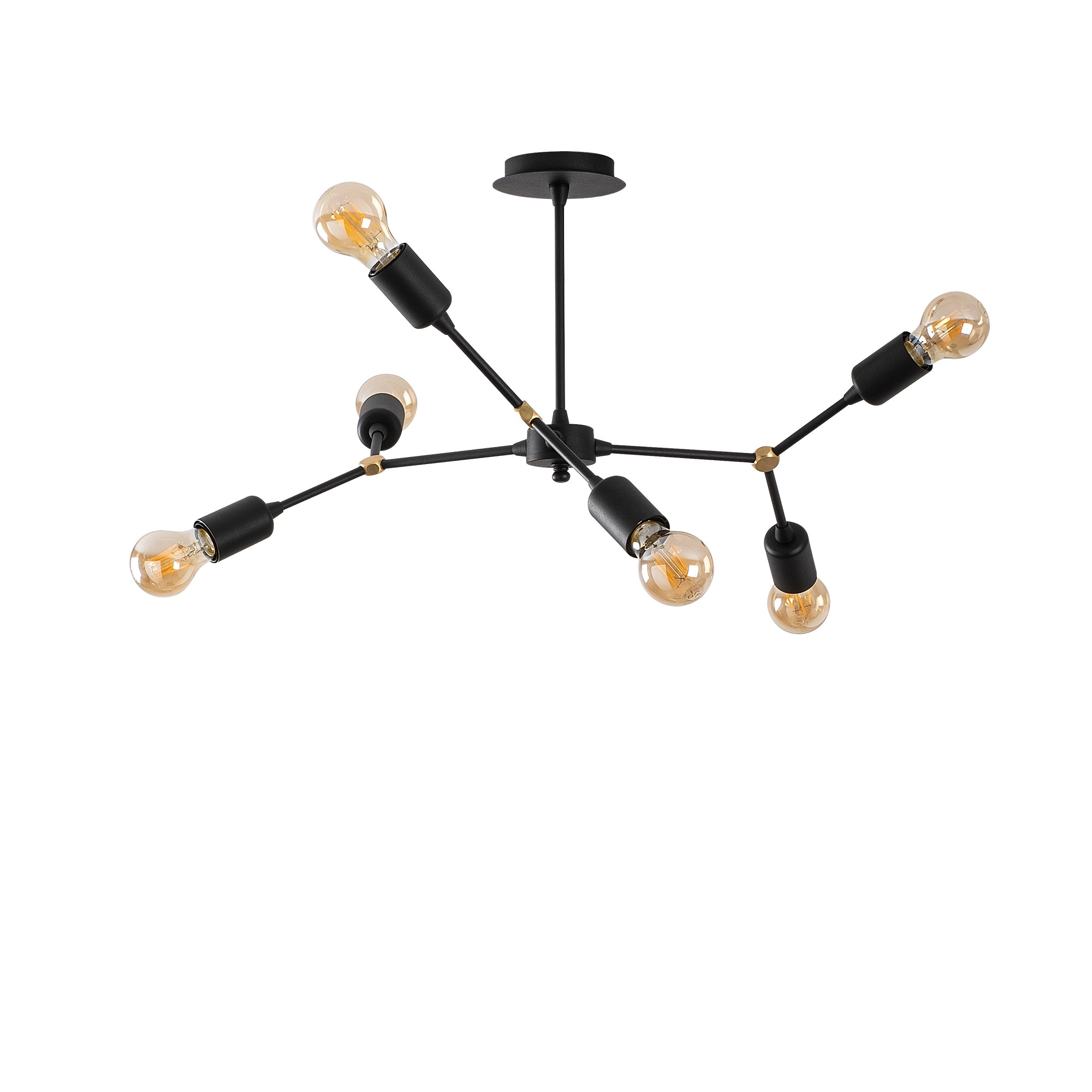 Suspension-plafonnier 6 lampes tiges Y Laterna Métal Noir