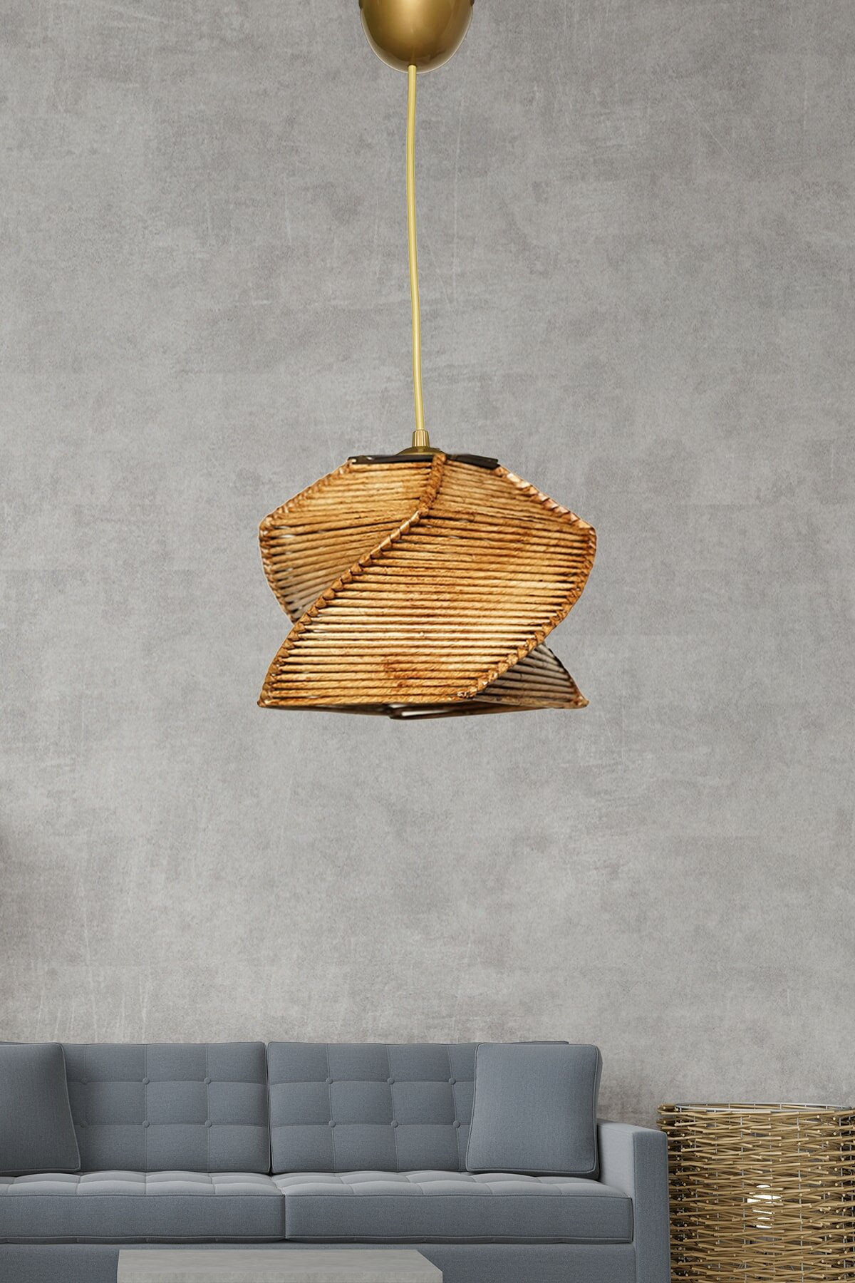 Suspension Reina D20cm Métal Or et Marron