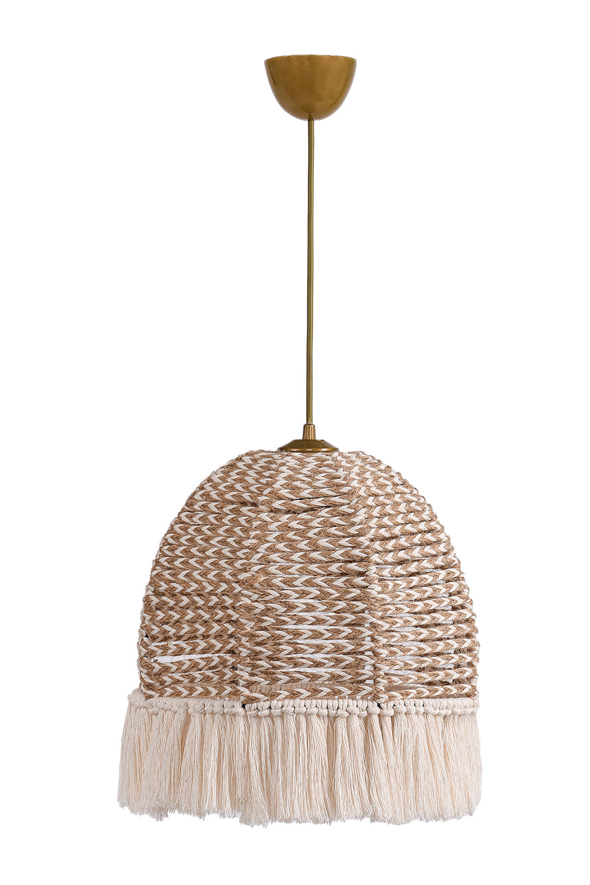 Suspension Wala D30cm Métal Or et Cotton Beige et Blanc