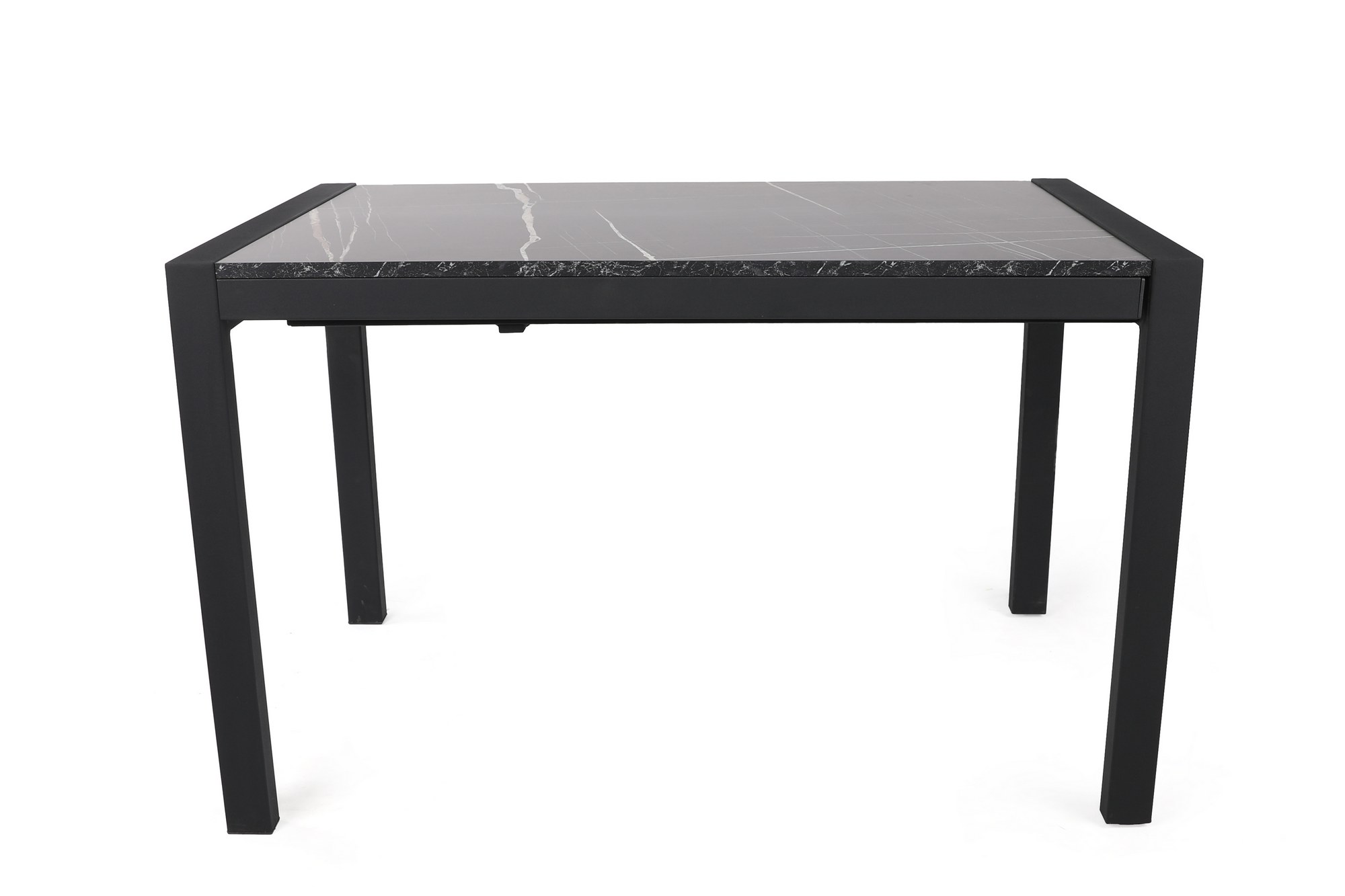 Table à manger extensible Anitak Métal Noir et Bois Effet marbre Noir