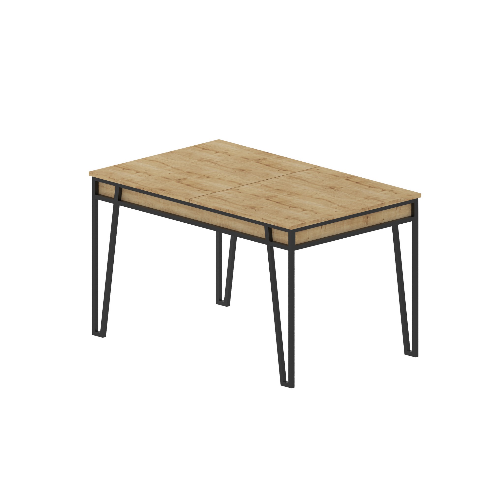 Table à manger extensible Atyps Bois Chêne clair et Métal Noir