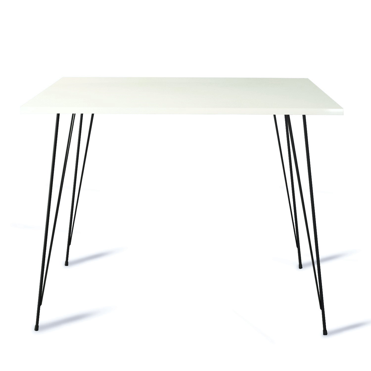 Table à manger carrée Meero L90cm Bois Blanc brillant et Métal Noir